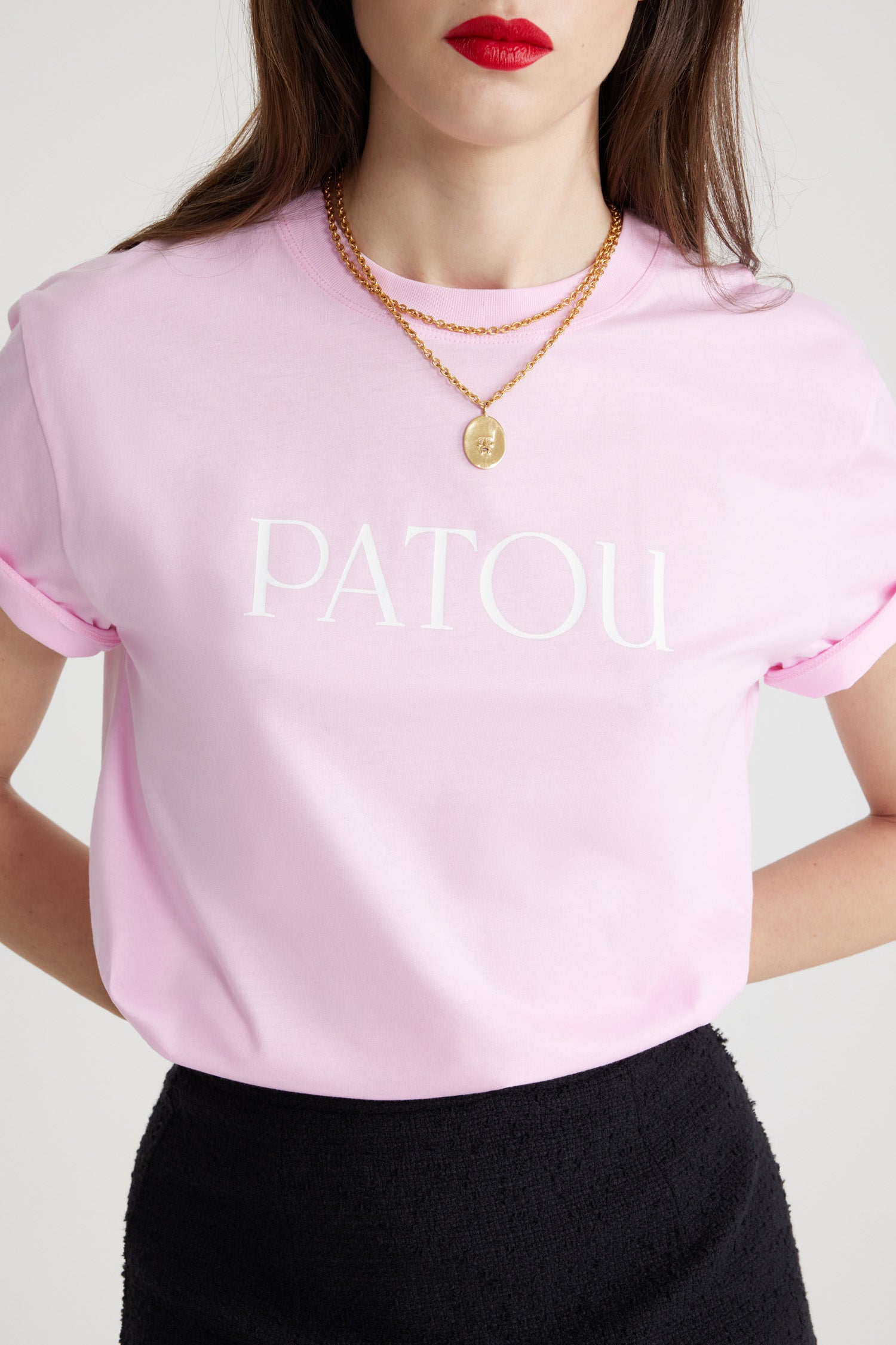 Patou H24JE0299999425P t-shirt rose coton bio