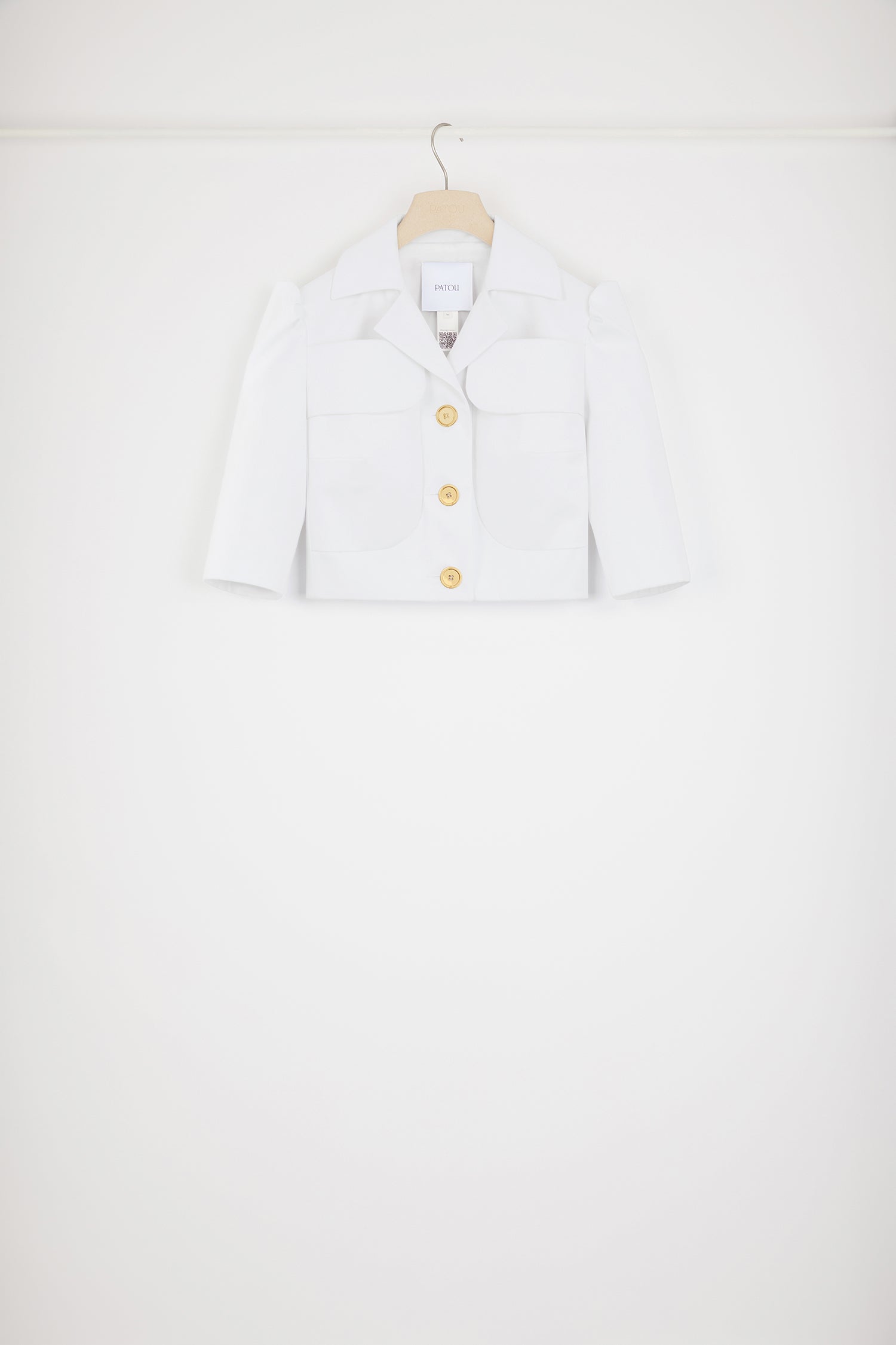 Patou JA039 veste blanche gabardine cropped courte