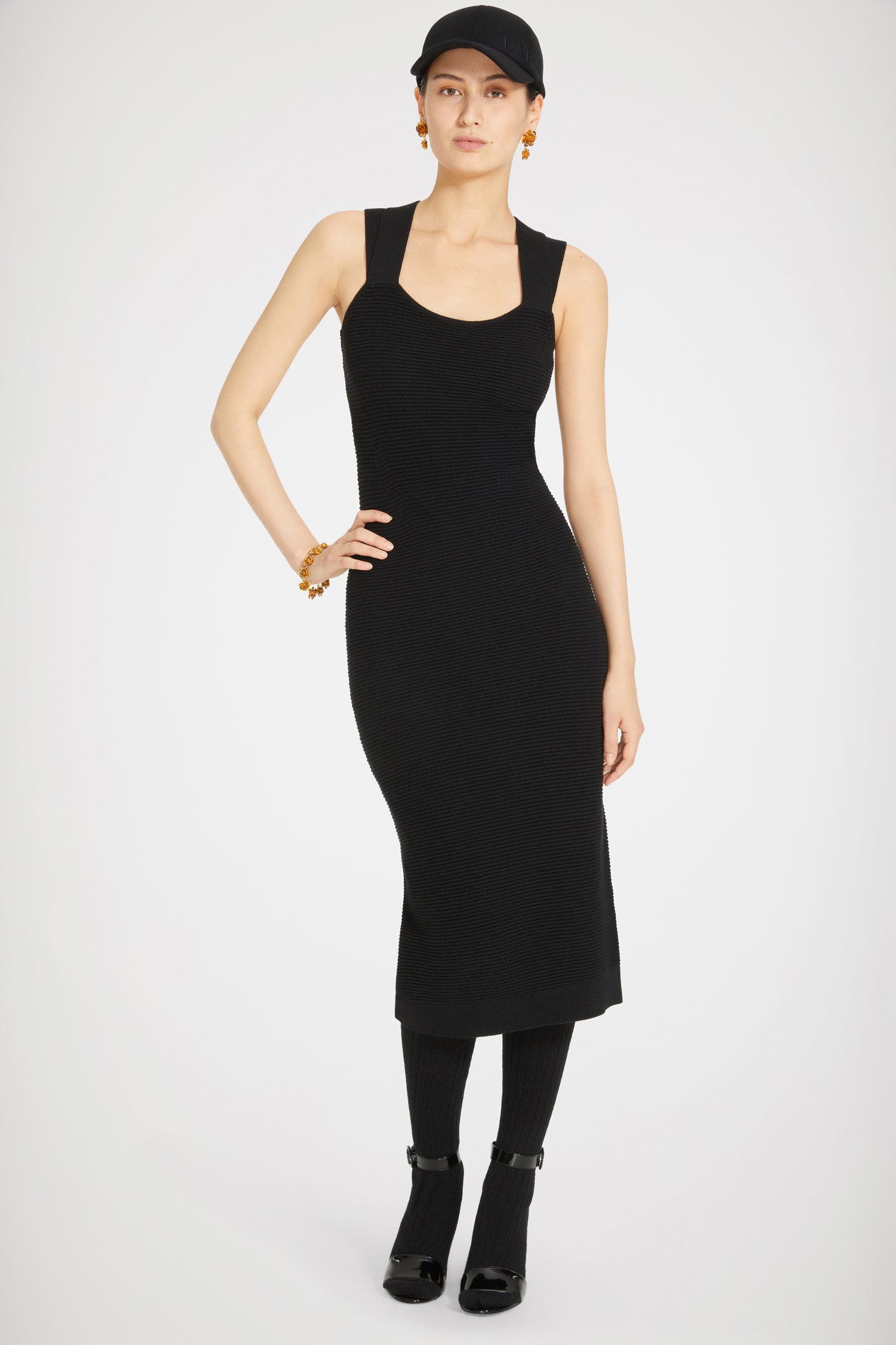 Patou H22KN0988054999B robe midi maille laine noire