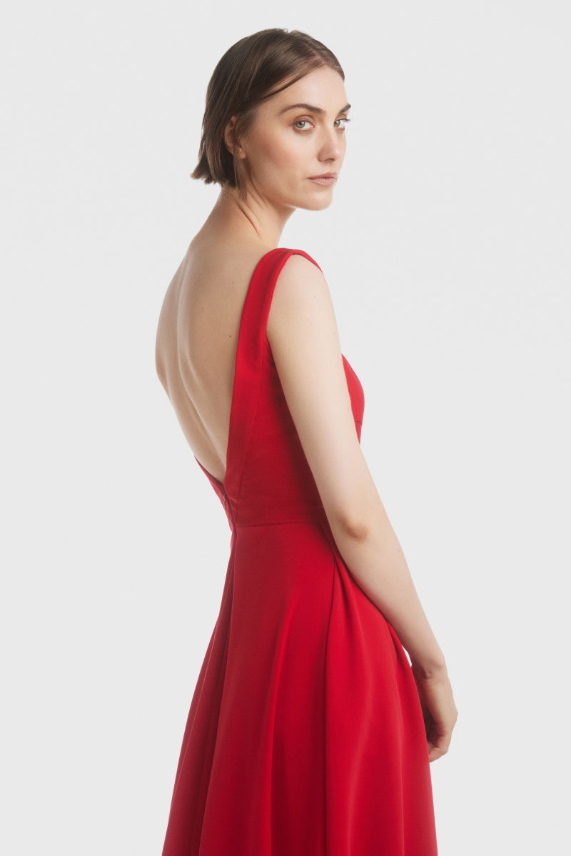 ATU Body Couture robe longue rouge corset sans manches poches
