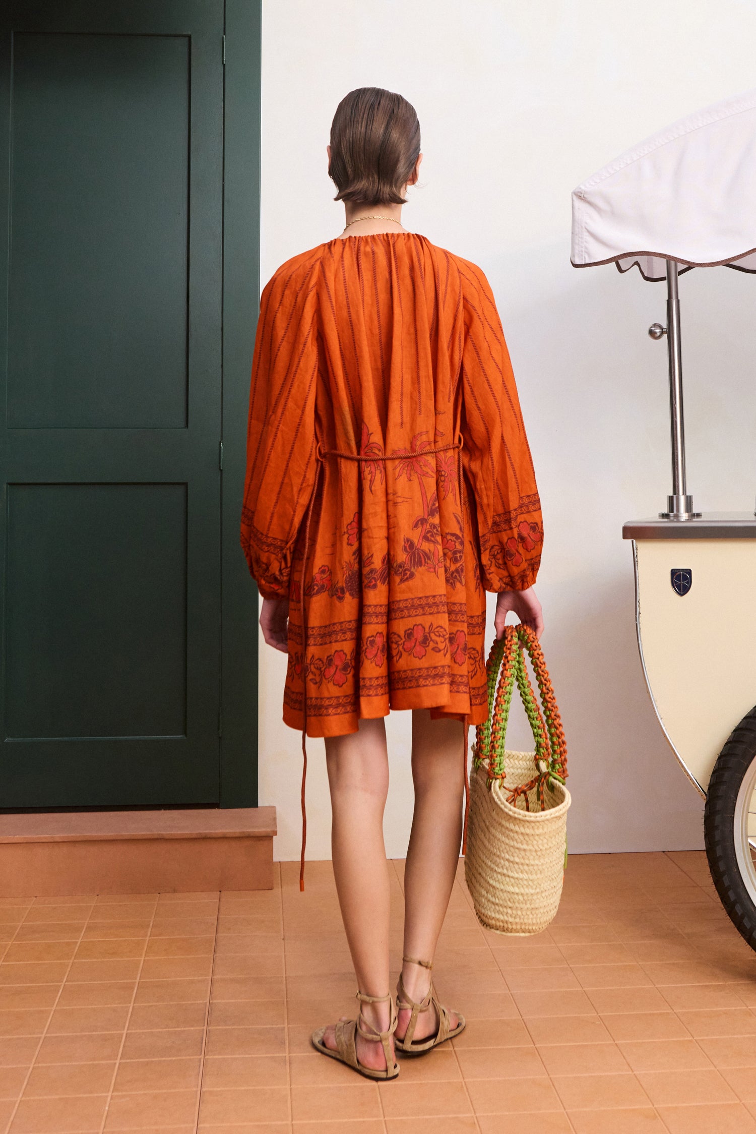 Alemais Boathouse robe mini coton voile à liens