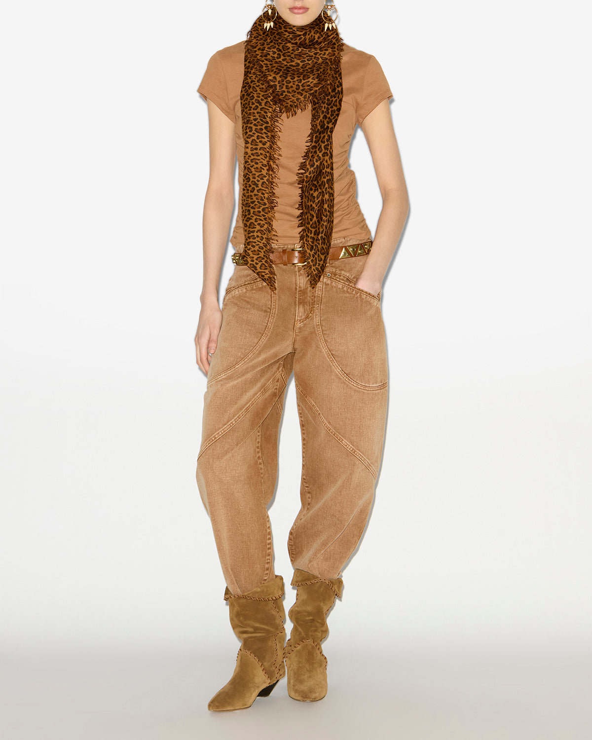 Isabel Marant Maelie TS0275FA-A1N41I T-shirt caramel froncé