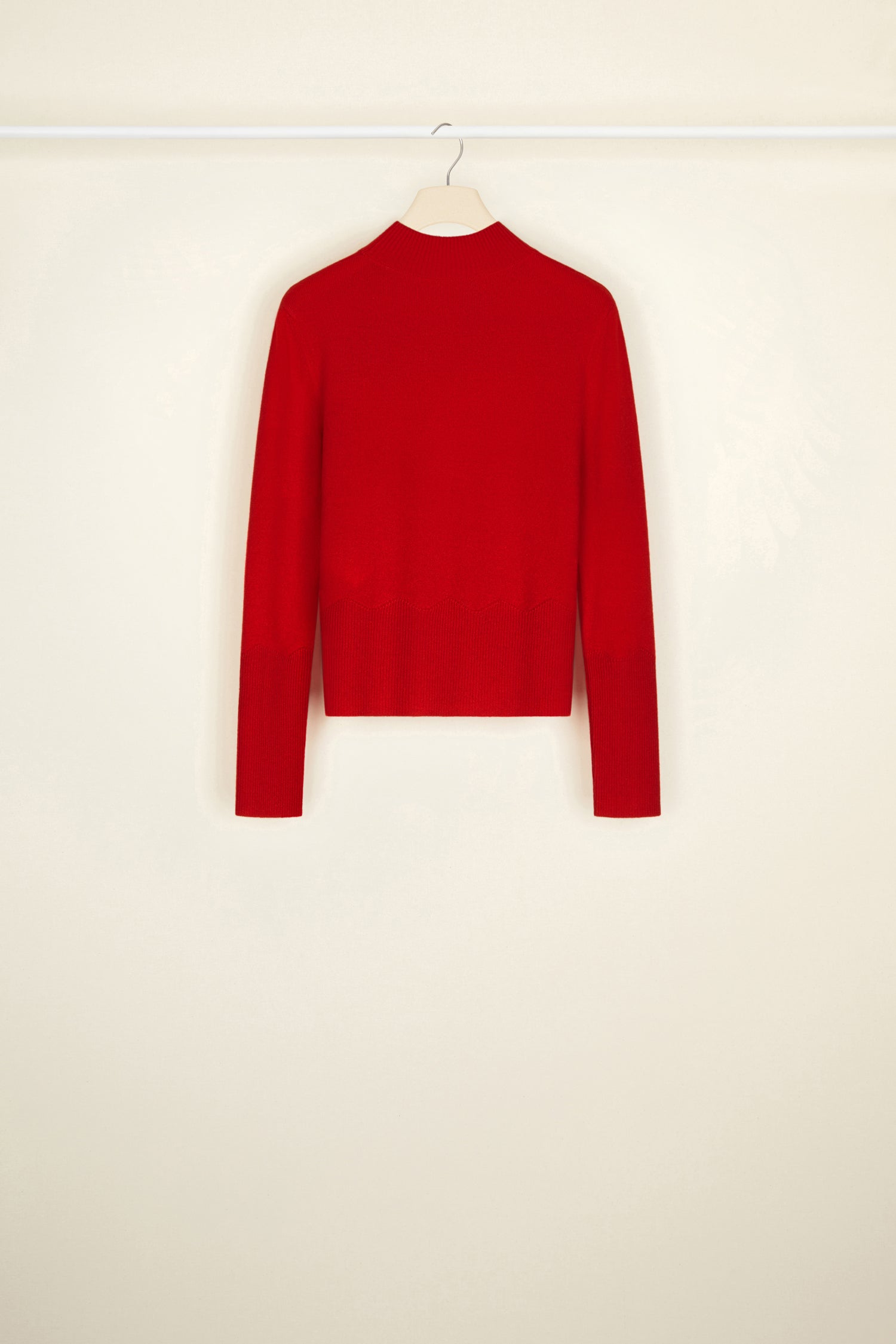 Patou KN053 pull logo cachemire laine rouge poppy M