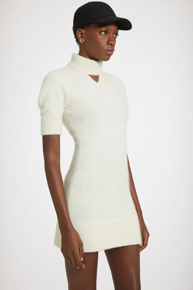 Patou H23KN1518065009A robe mini alpaga blanc Avalanche