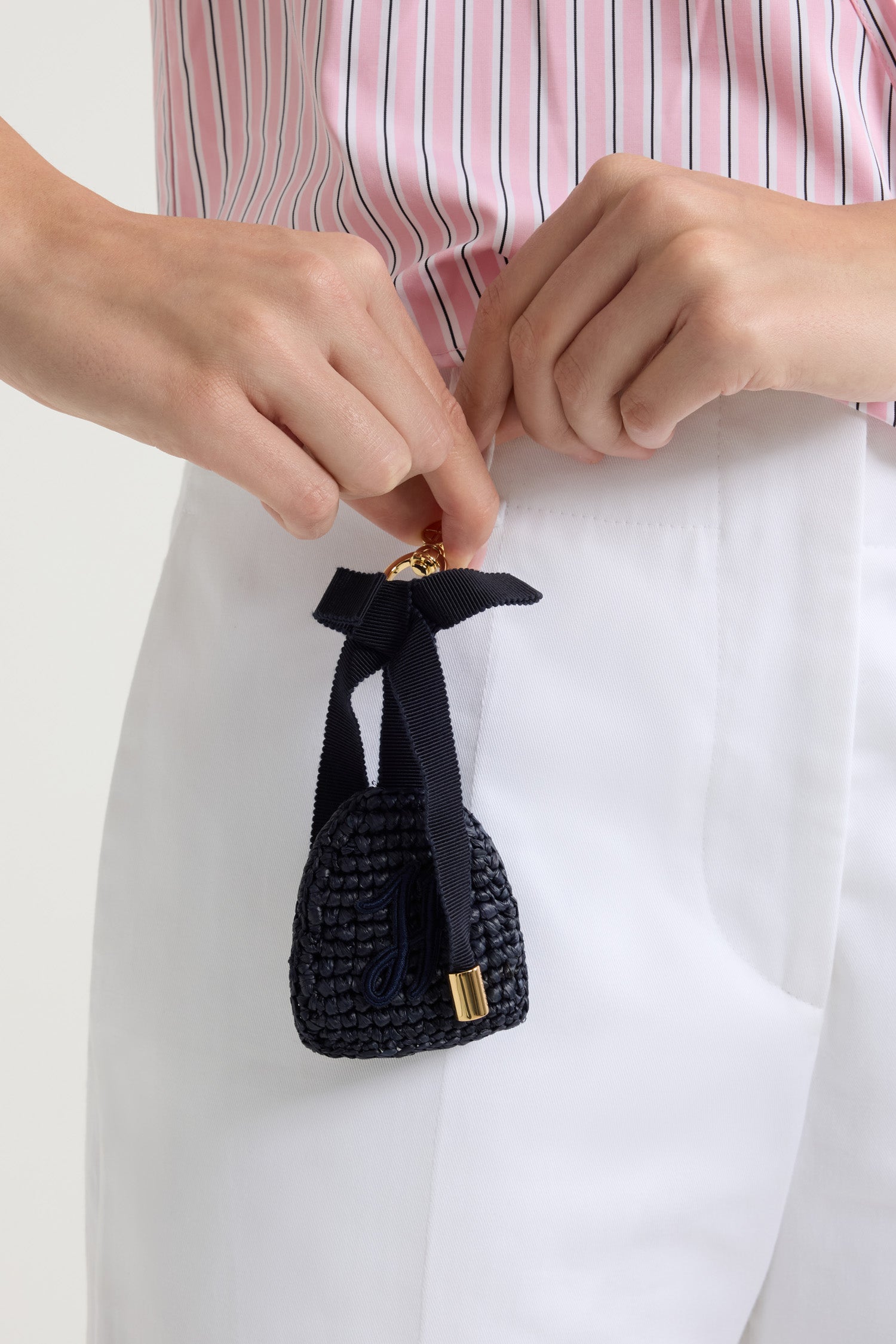 Patou P25AC0910215699N porte-clés raffia Navy Black