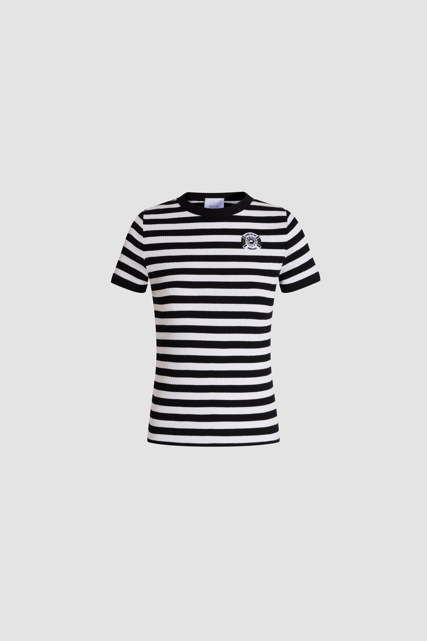 Patou E26SP06899665961 T-shirt rayé noir blanc coton côtelé