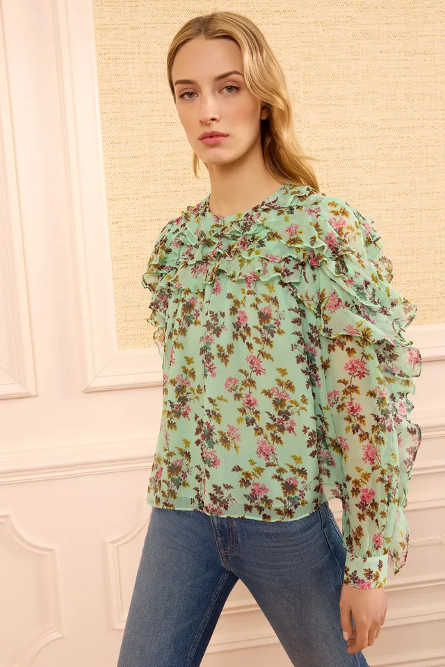 Ulla Johnson Willow PF260215 blouse soie opaline volants