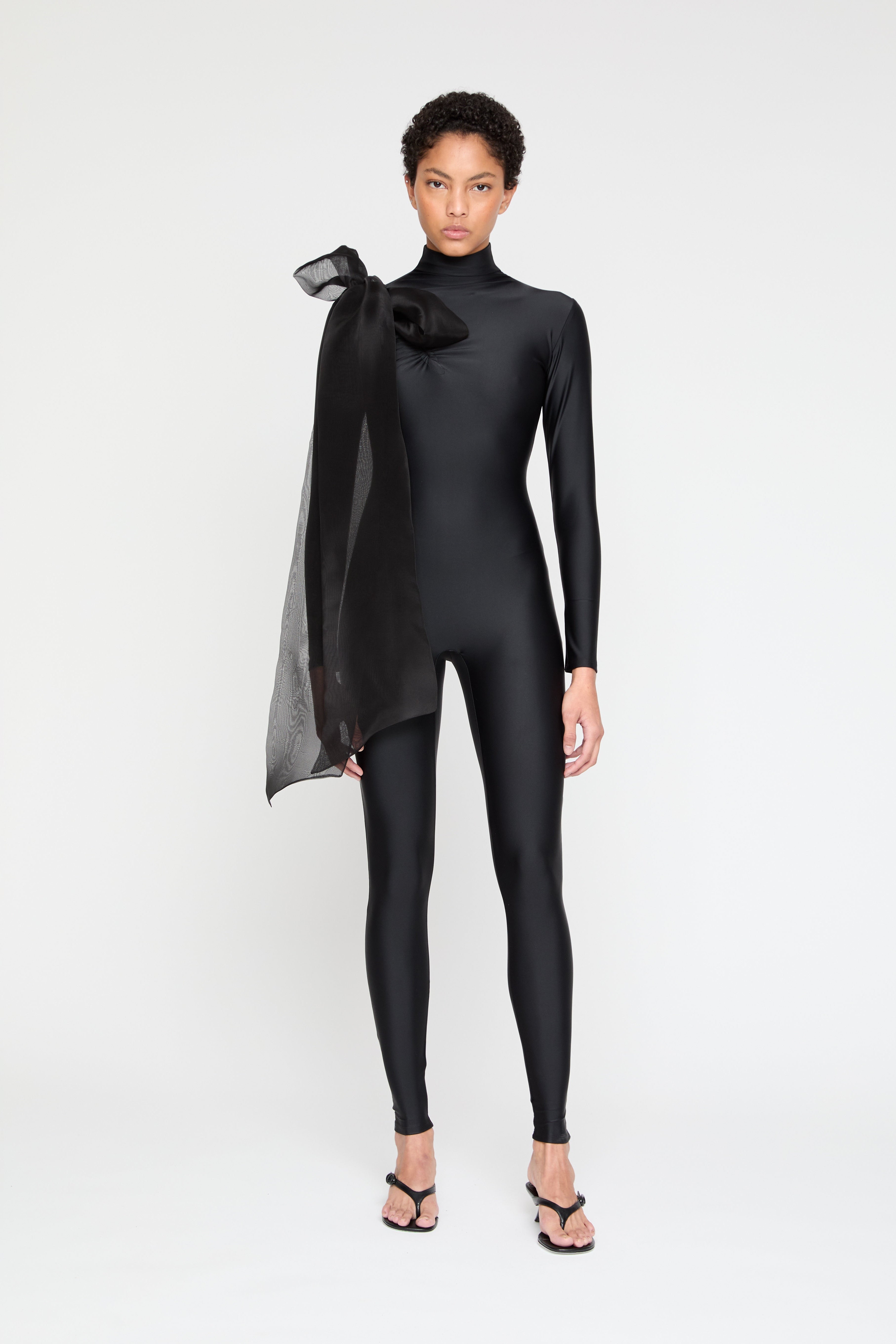 ATU Body Couture Catsuits Luna combinaison noire nœud soie S