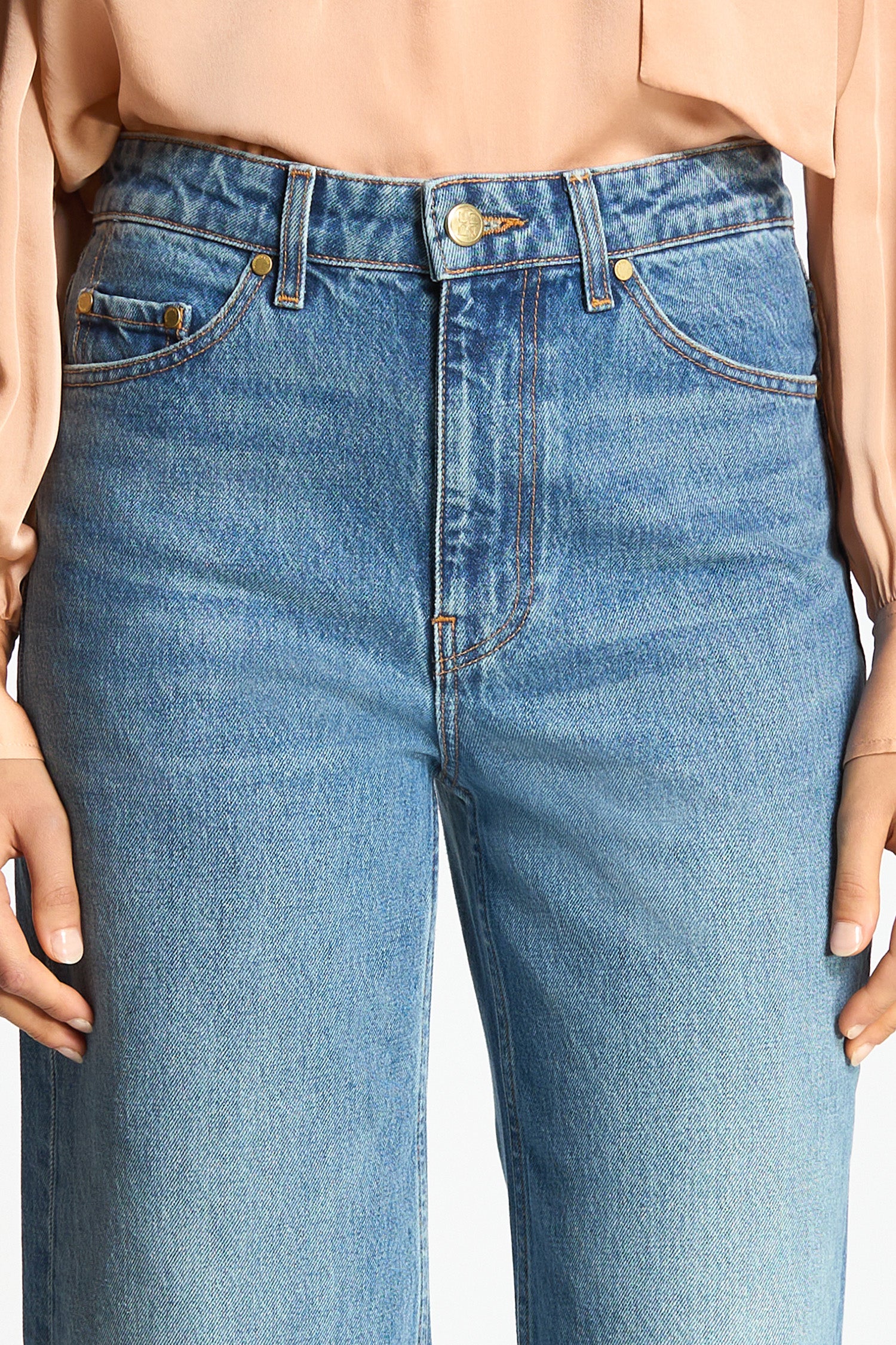 Ulla Johnson Denim Willow Jean jean large bleu Danube coton