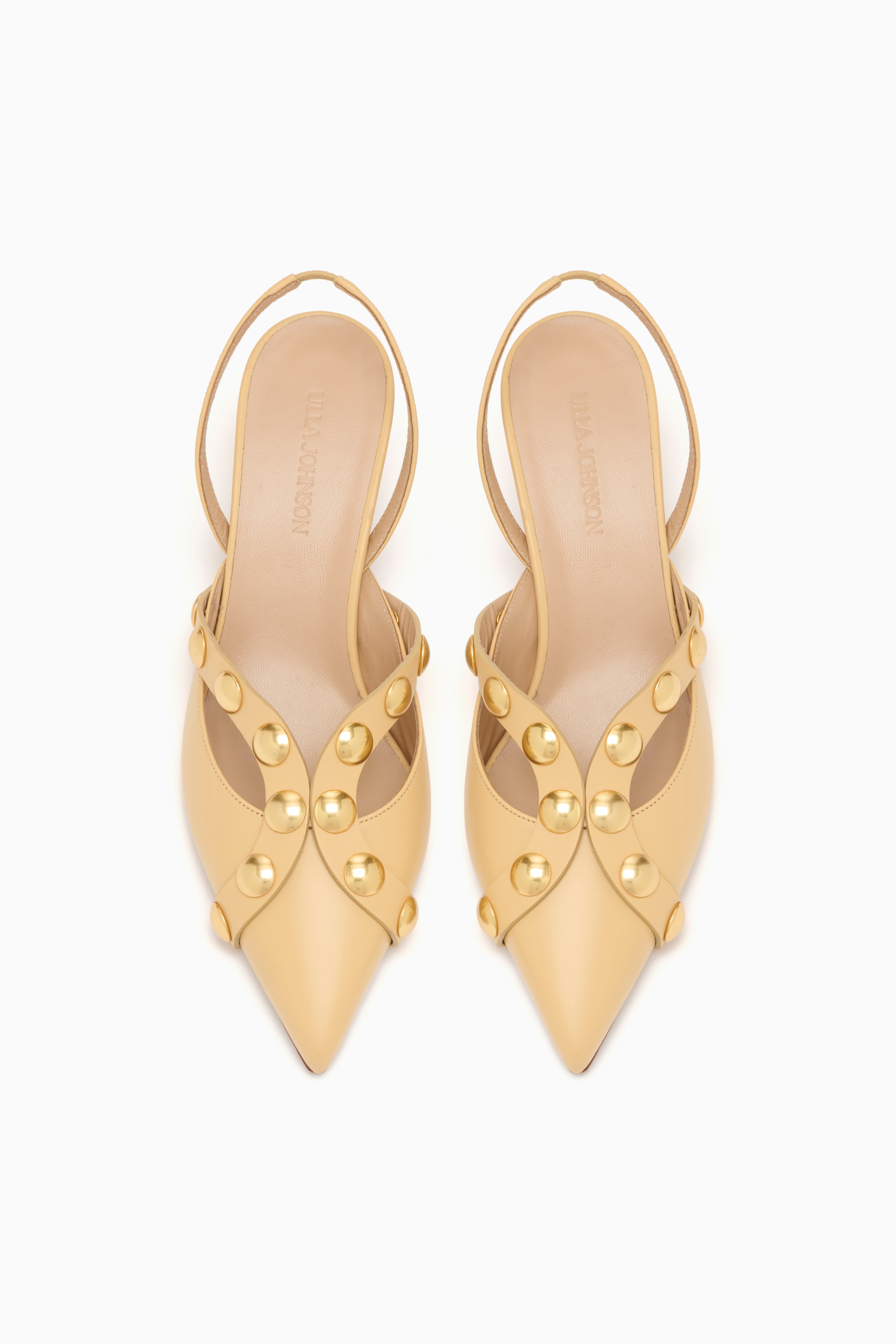 Ulla Johnson Vendome Escarpins Miele Cuir Cloutes Talon Kitten