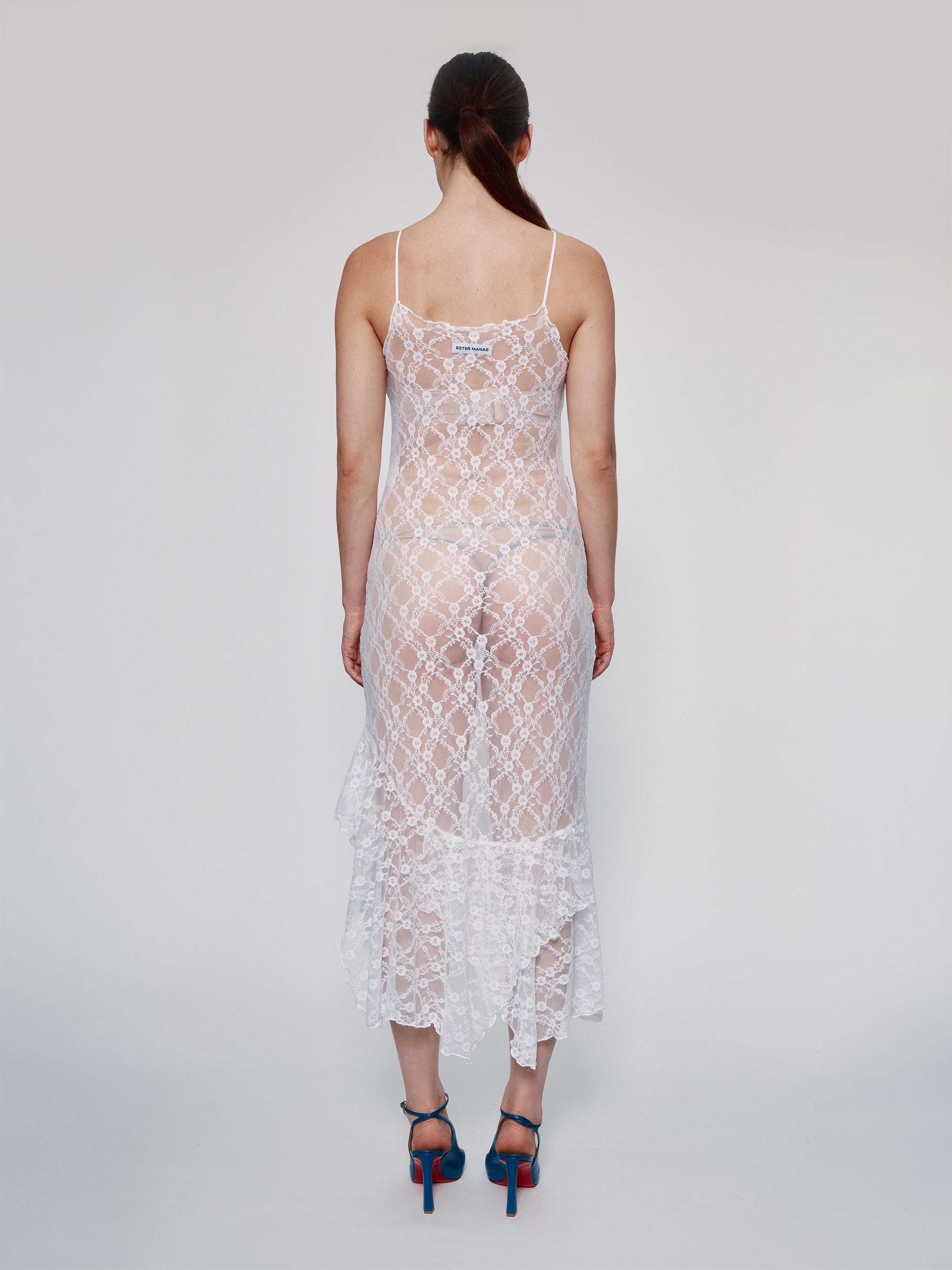 Ester Manas White Floral Lace Easy Dress blanche XS/S