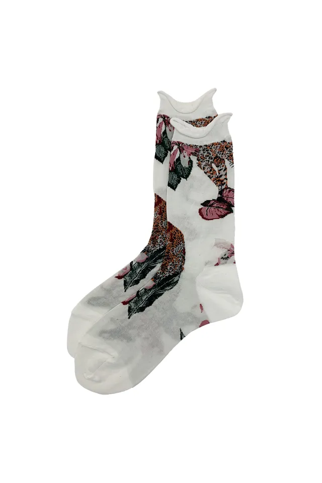 Paul & Joe chaussettes coton fleuri 36-39 blanc