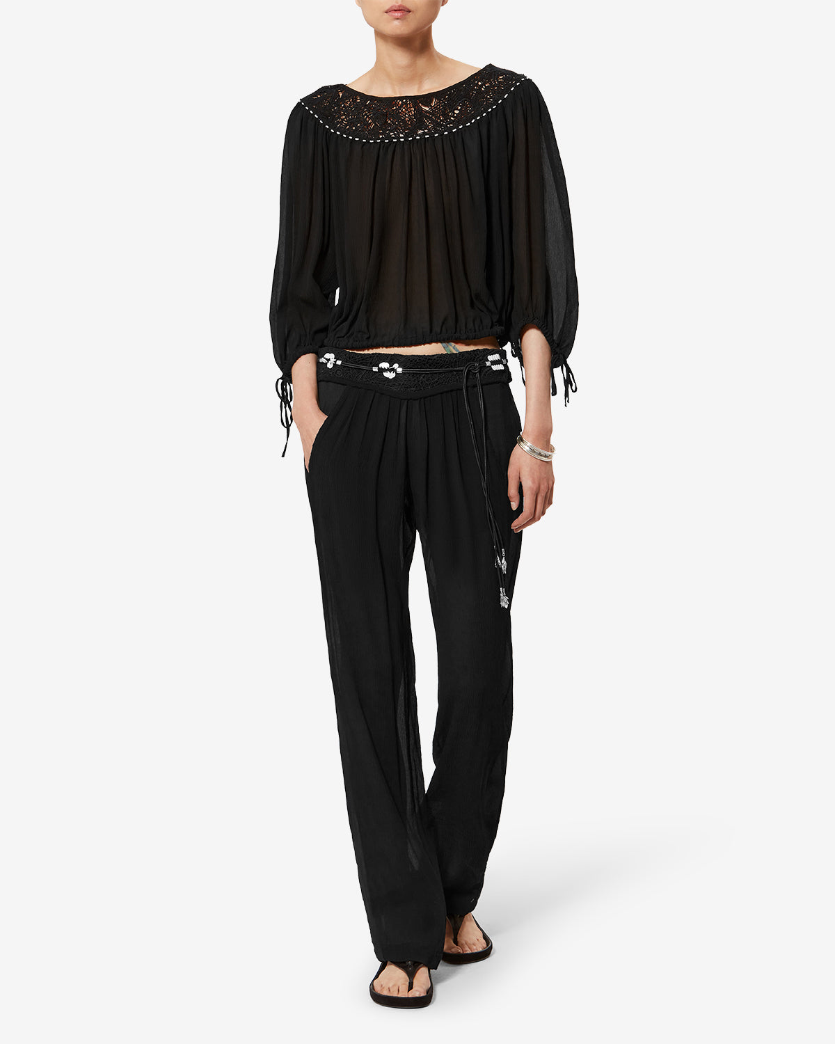 Isabel Marant Guylene PA0696FB pantalon noir soie