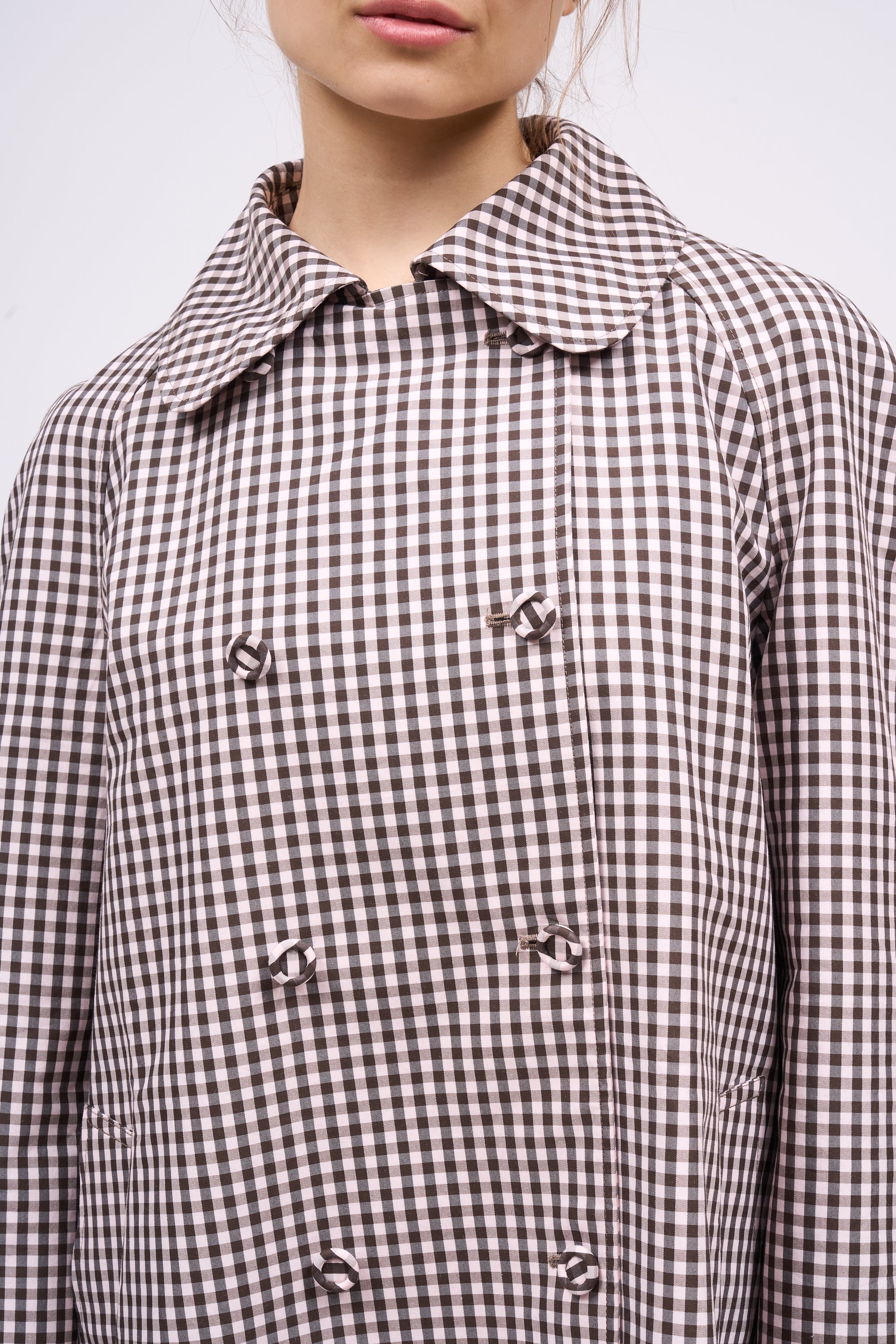 Paul & Joe Harvey manteau popeline vichy Brown and baby pink