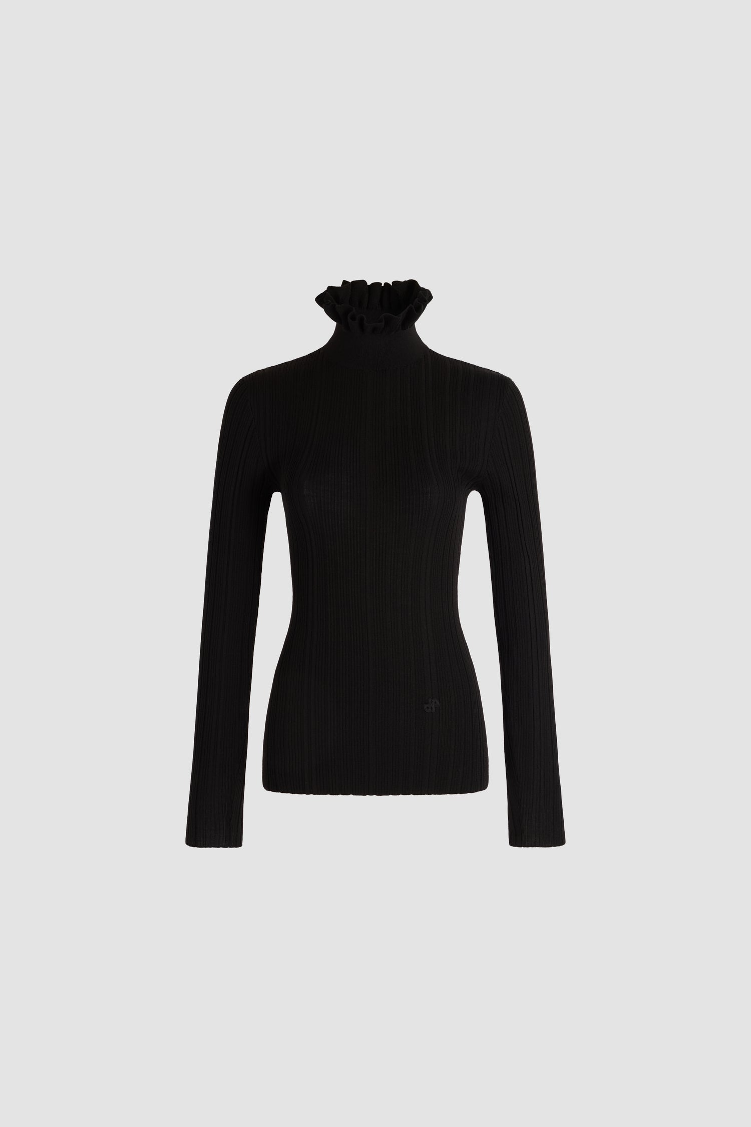 Patou KN351 pull col montant noir en laine mérinos