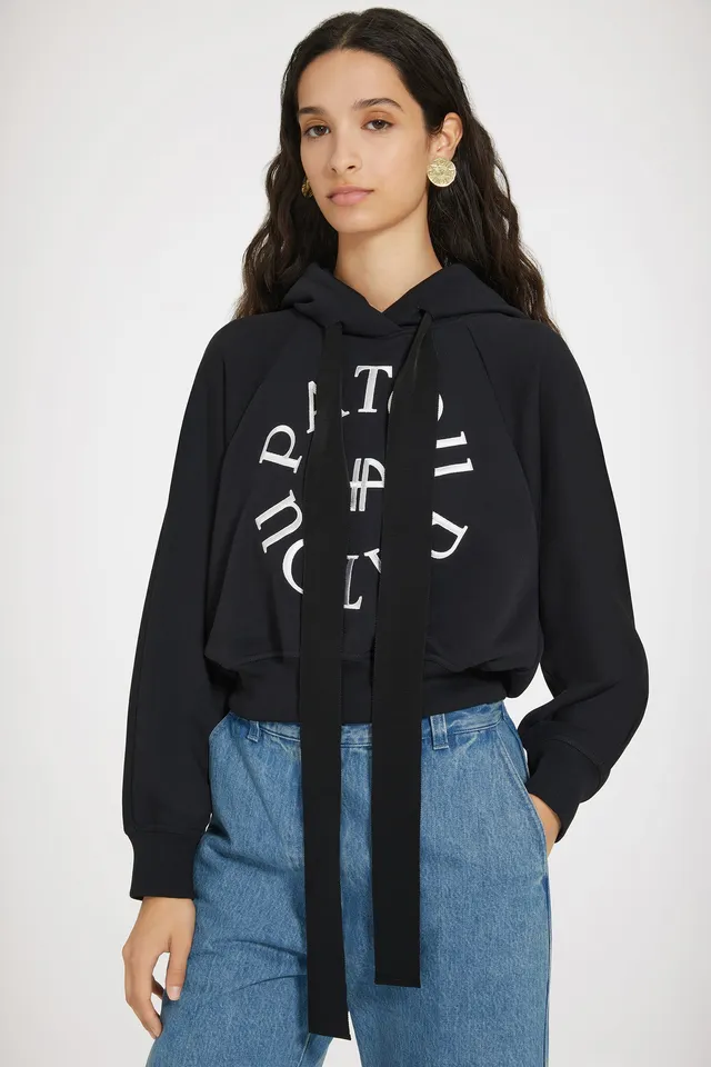 Patou JE069 sweat capuche Medallion noir coton bio