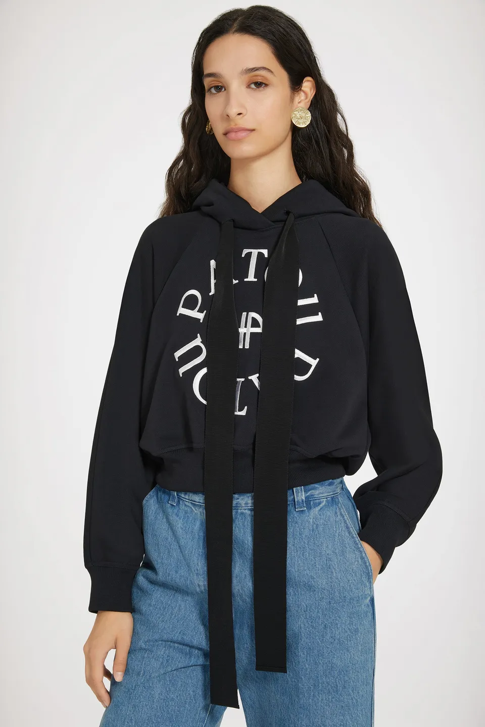 Patou JE069 sweat capuche Medallion noir coton bio