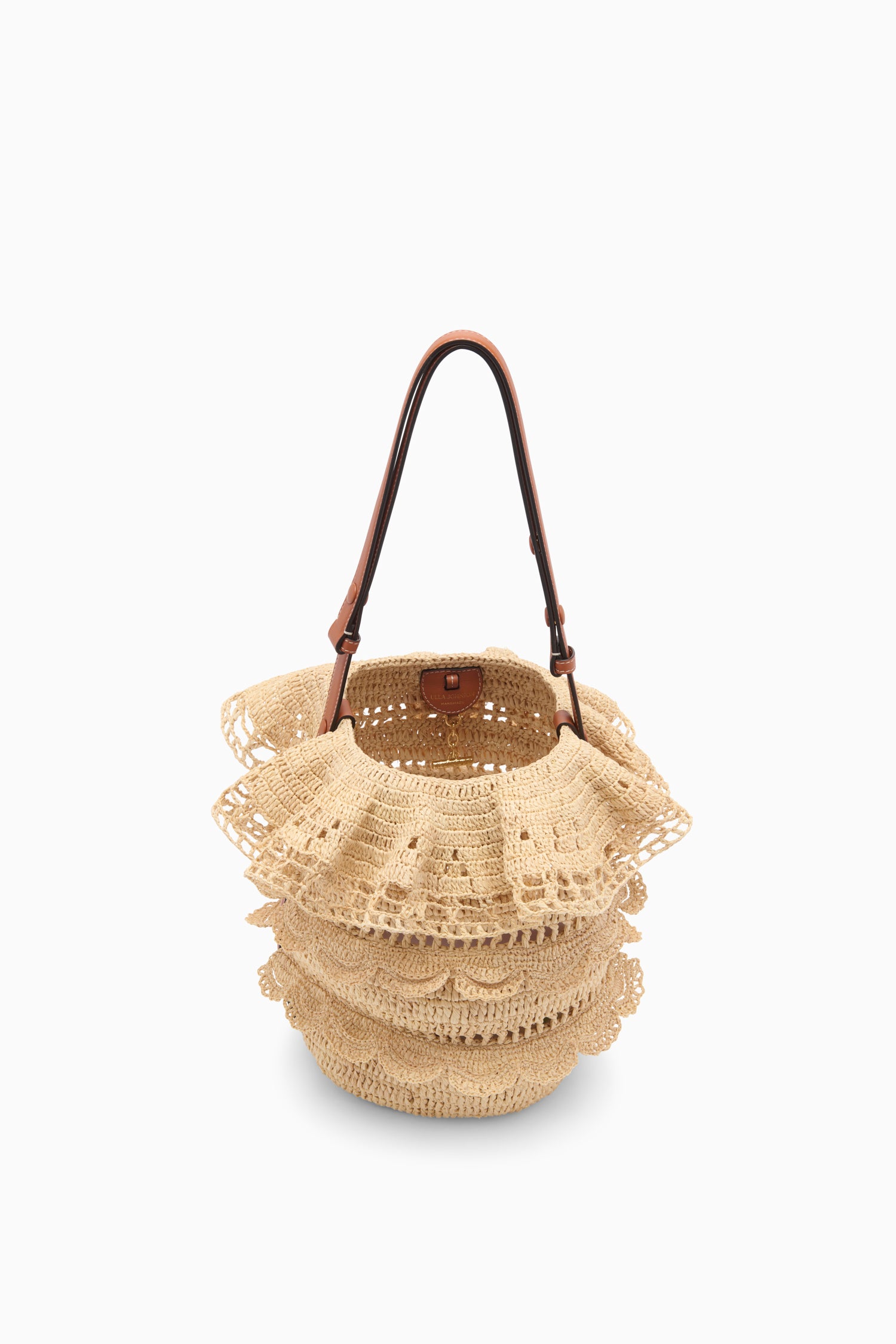 Ulla Johnson Marina PF261196 sac seau raphia Naturel volants