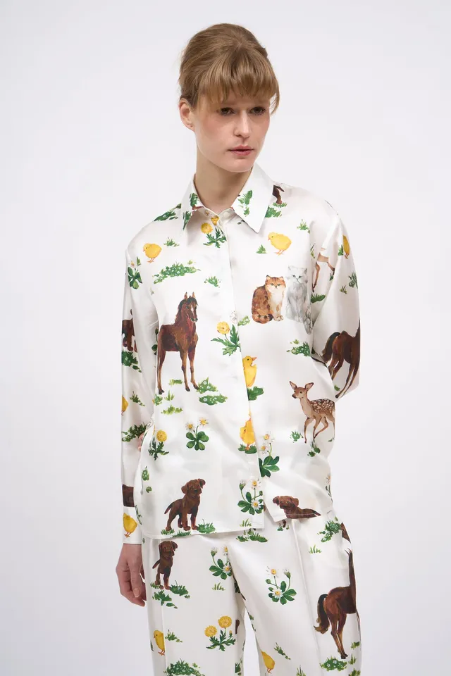 Paul & Joe Gwen chemise twill soie animalier fluide France