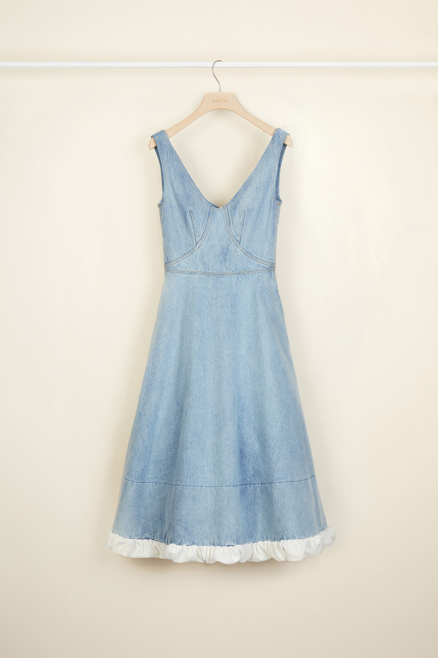 Patou DR001 robe midi denim bio Blueberry évasée