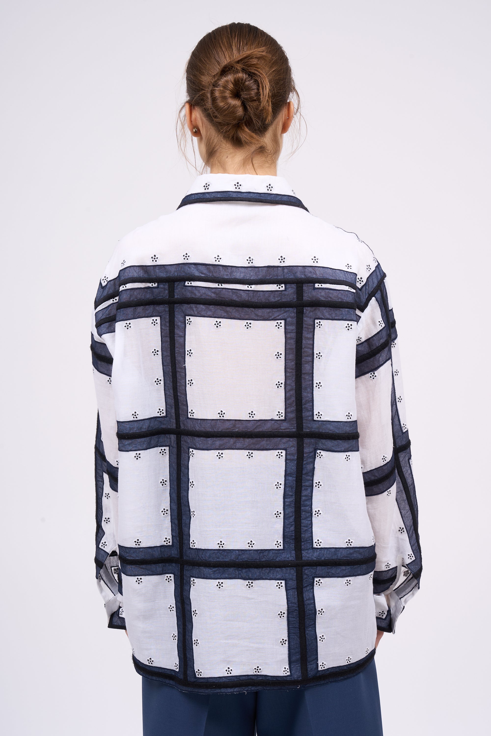 Paul & Joe Catherine chemise brodée coton White navy combo