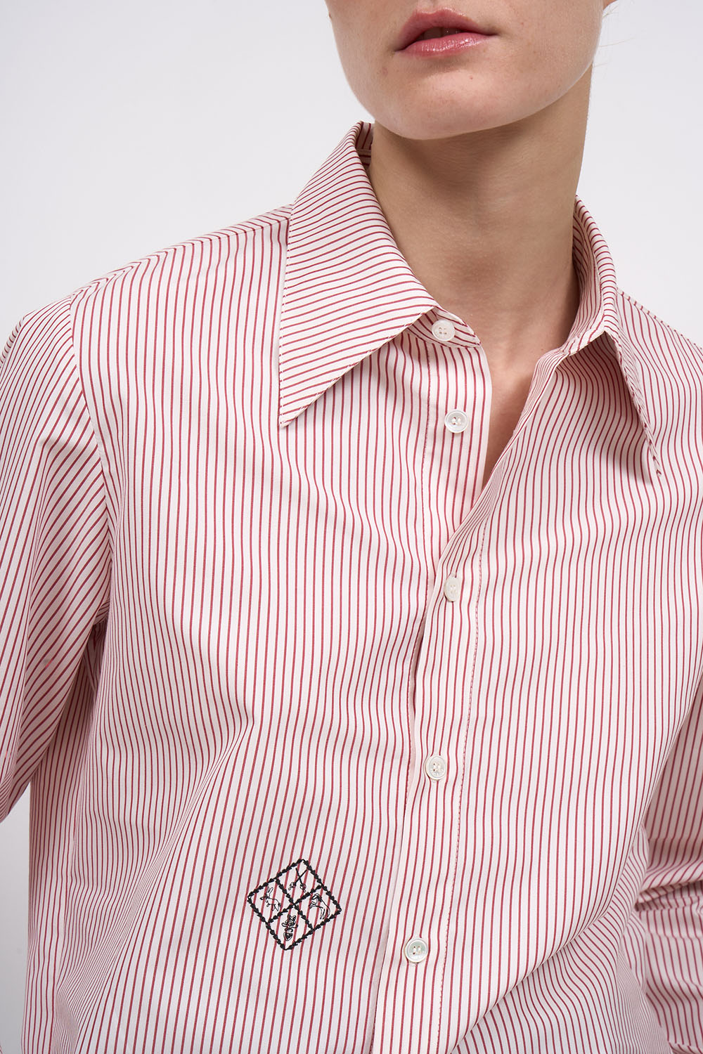 Paul & Joe Nadia chemise popeline coton blanc rouge