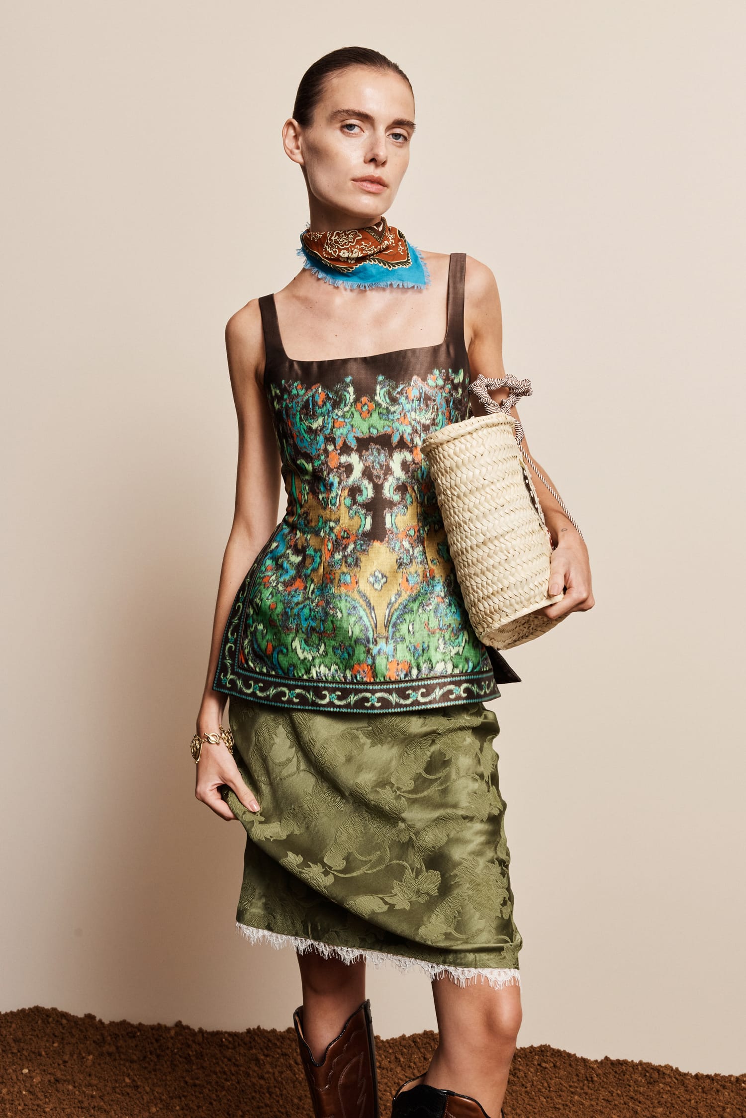 Alemäis Winifred Bias jupe midi 8 jacquard soie