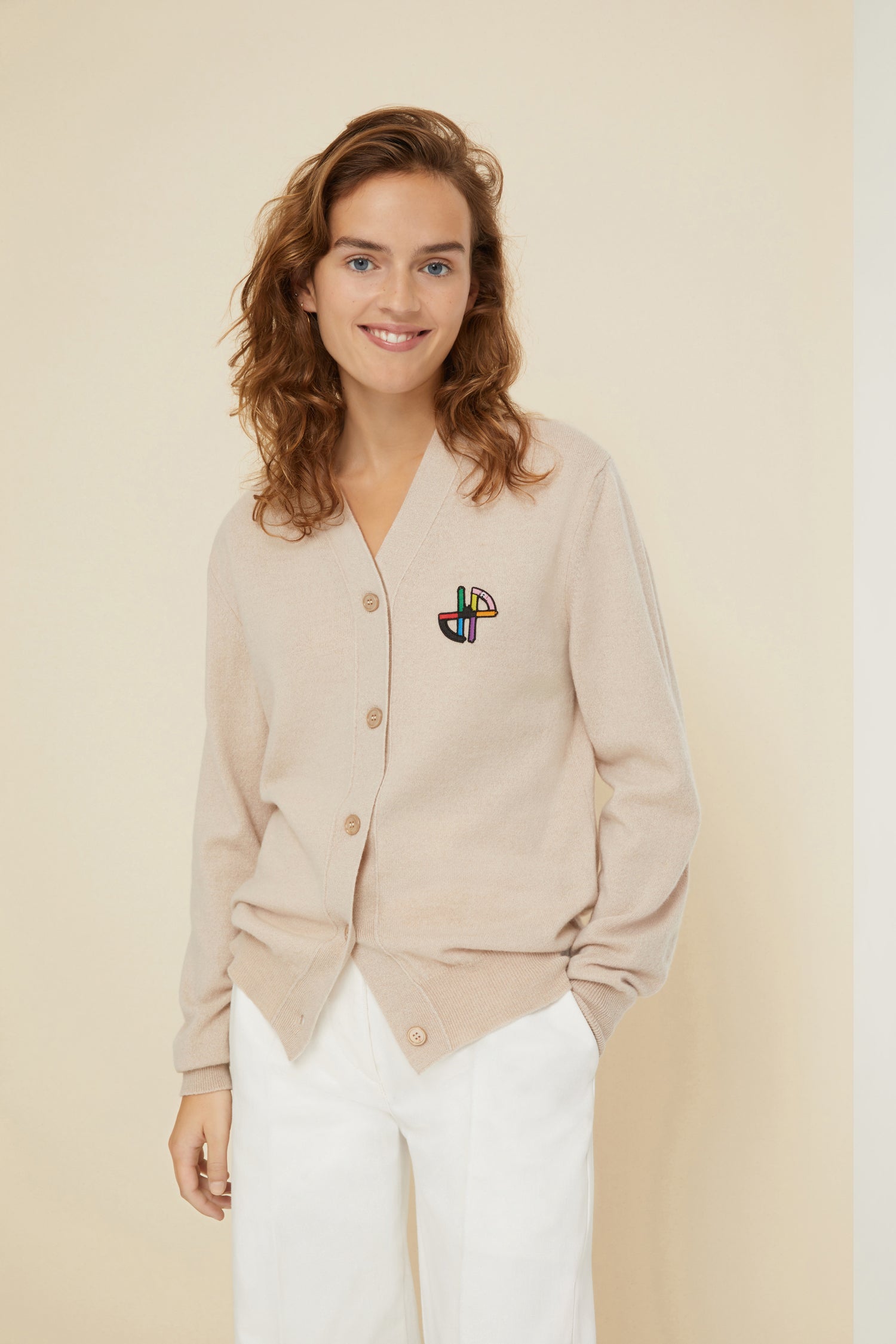 Patou Knitwear JP Barbapapa cardigan laine parchemin