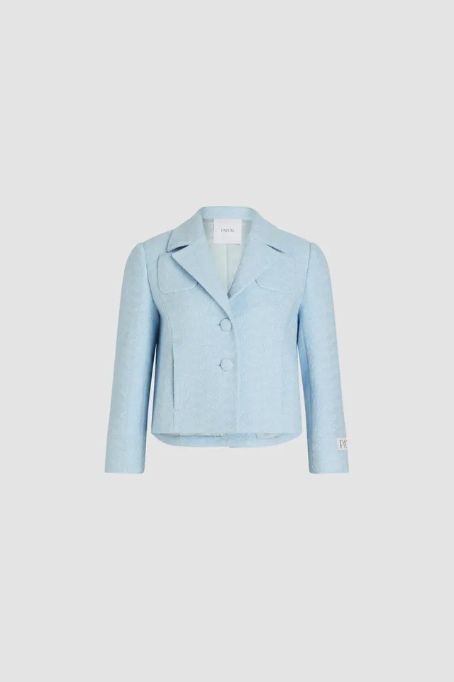 Patou JA046 veste tailleur tweed coton bio Skylight Blue