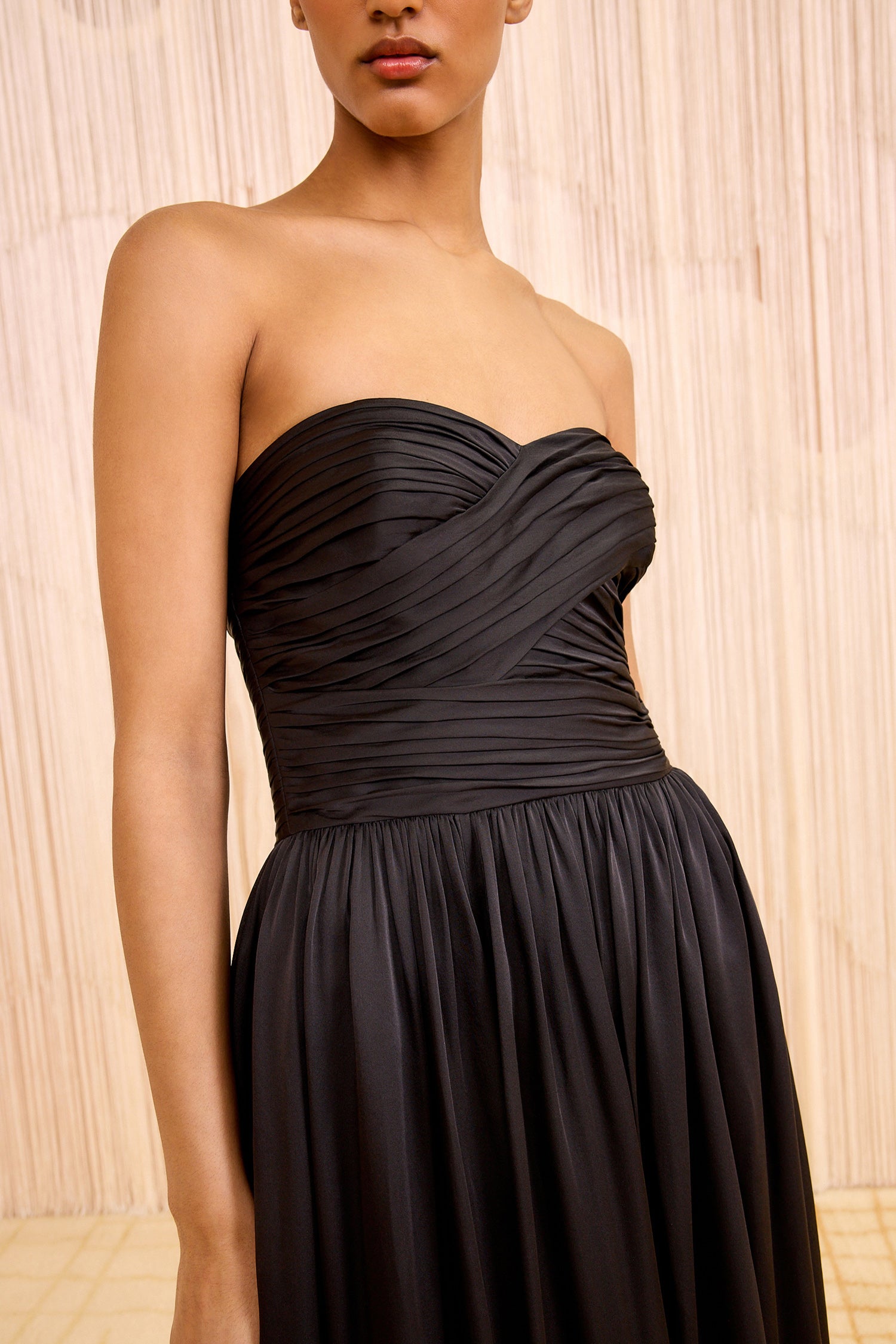 Ulla Johnson Anastasia robe bustier Noir soie longue