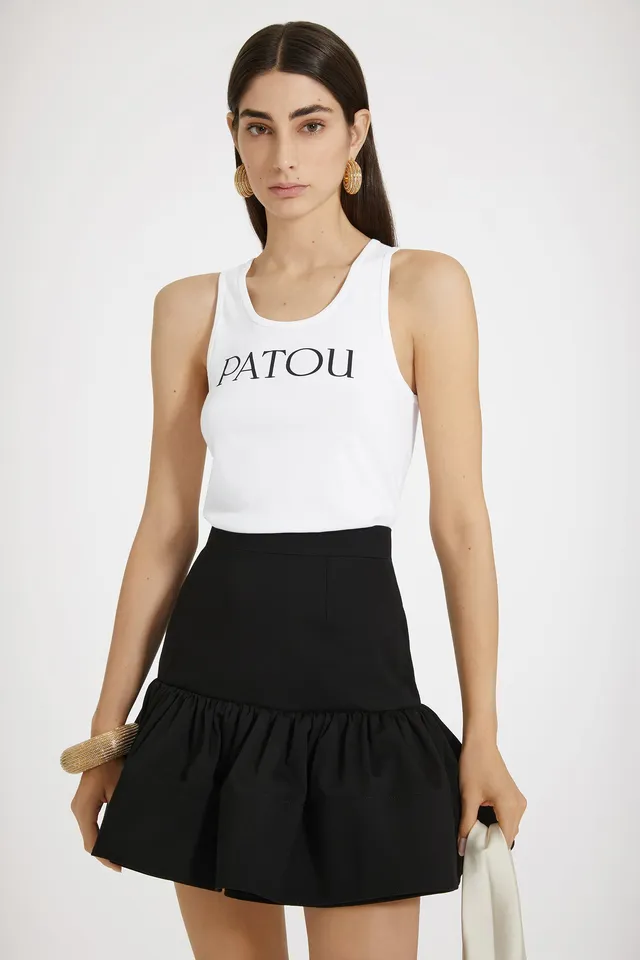 Patou SK060 mini jupe noire volant gabardine