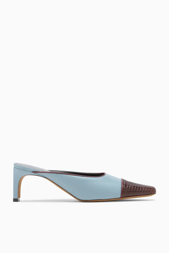Ulla Johnson Carlyle FA261010 mule cuir Arctic bleu 60 mm