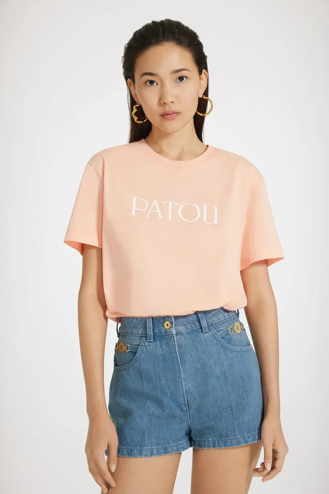 Patou P24JE0299999216A t-shirt coton bio abricot logo