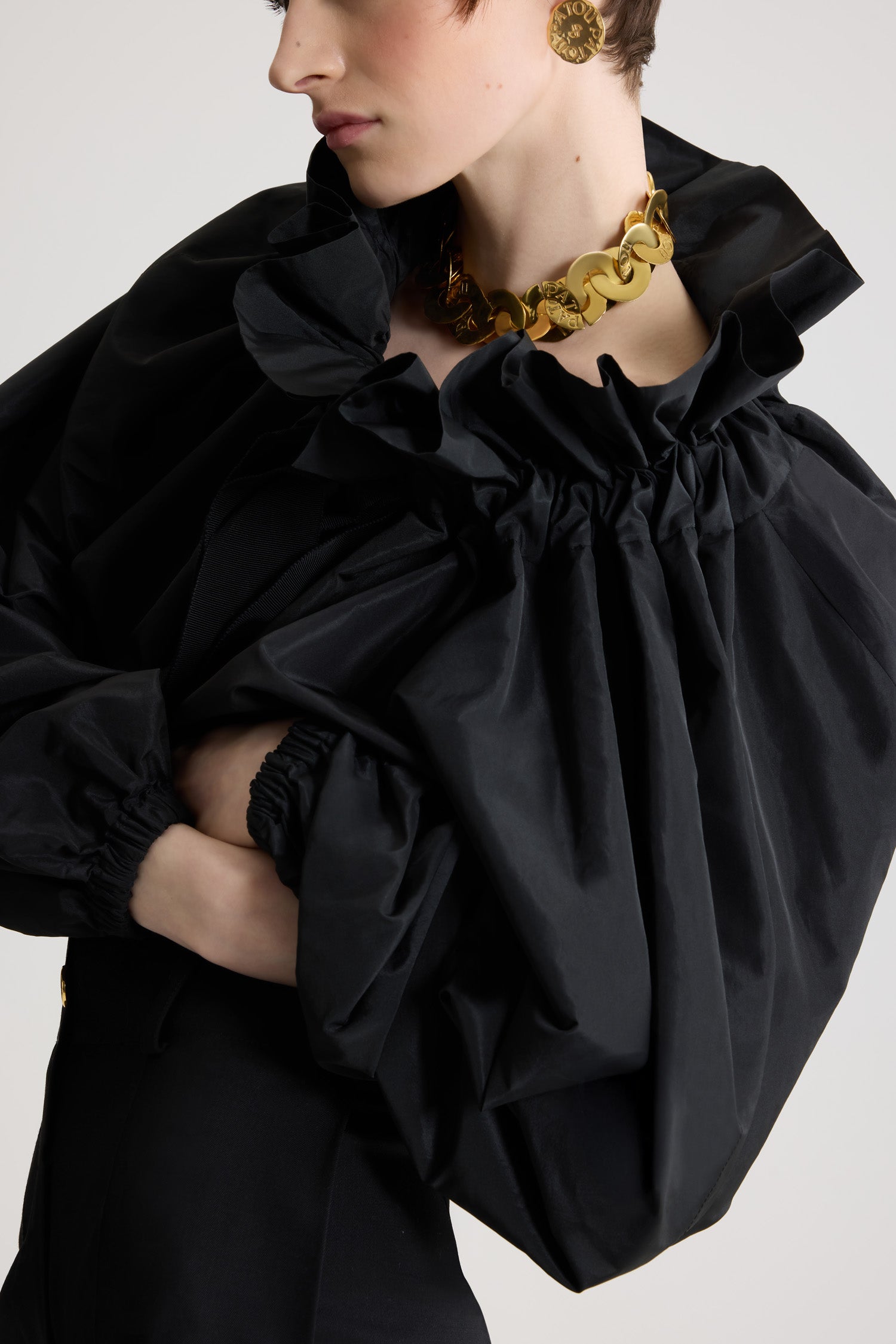 Patou TO017 blouse noire faille recyclée femme