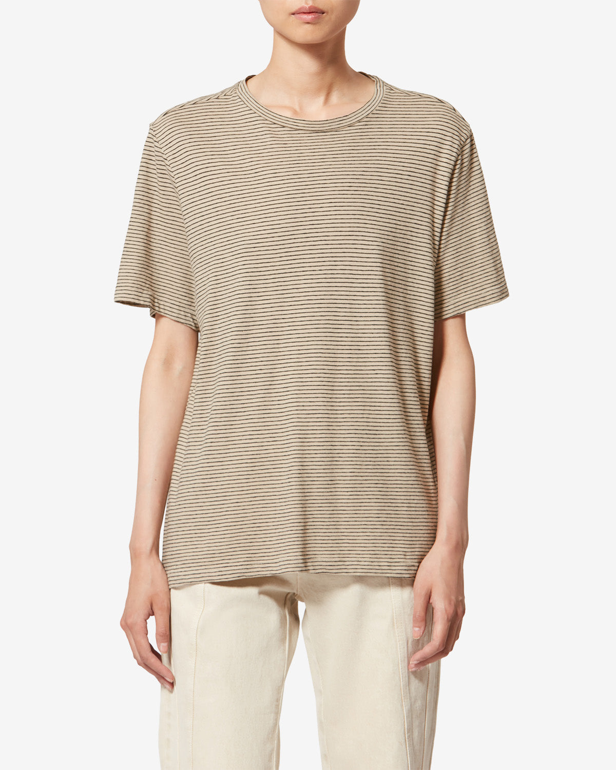 Isabel Marant Zewel TS0001FD-D1N02E t-shirt noir-beige lin