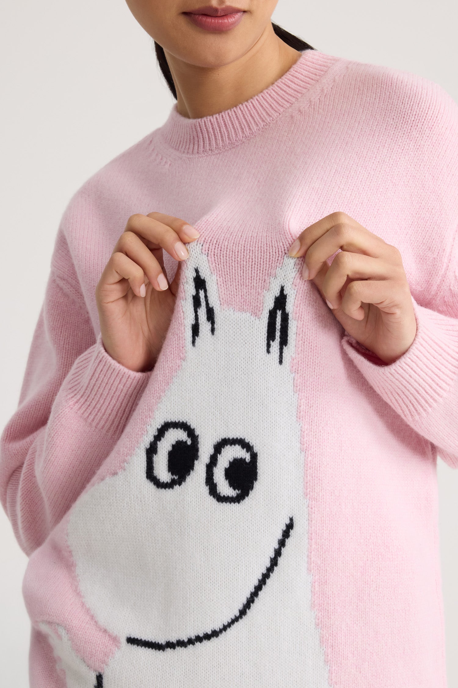 Patou Moomin KN310 pull laine rose clair XS-XL