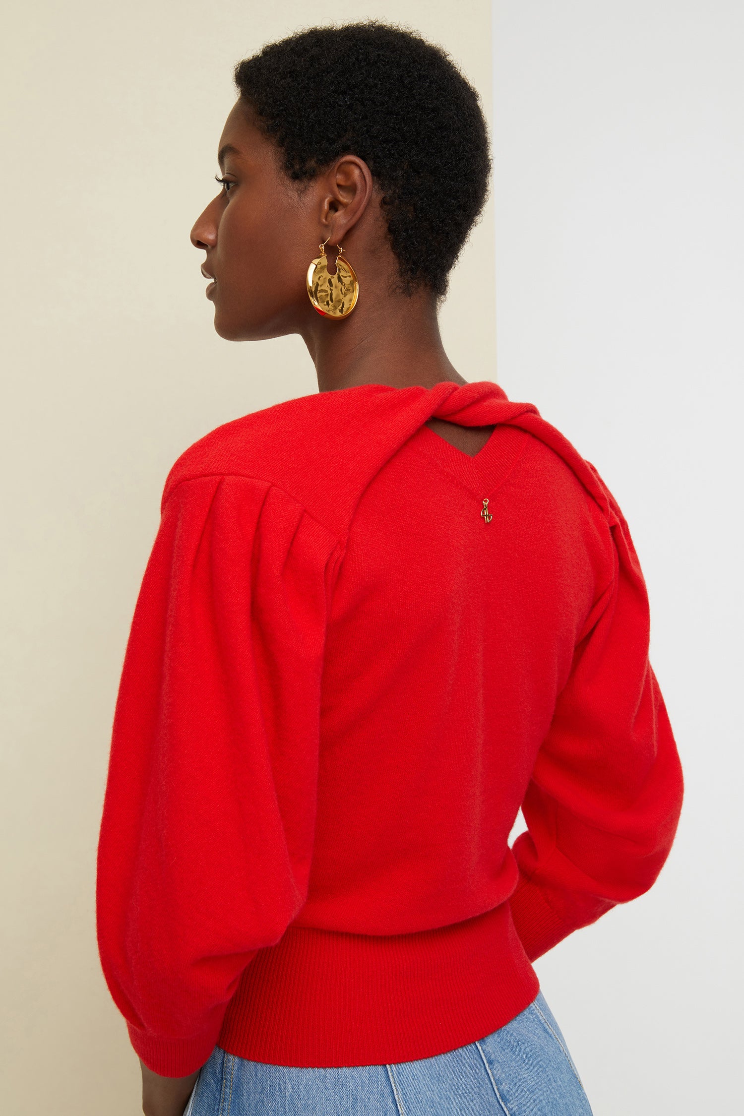 Patou Knitwear KN0168016302R pull col twist laine poppy