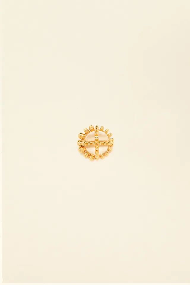Patou JW024 broche ronde laiton doré perles Gold taille unique