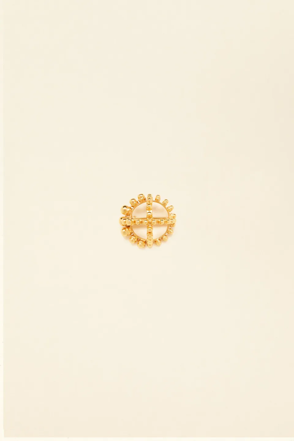 Patou JW024 broche ronde laiton doré perles Gold taille unique