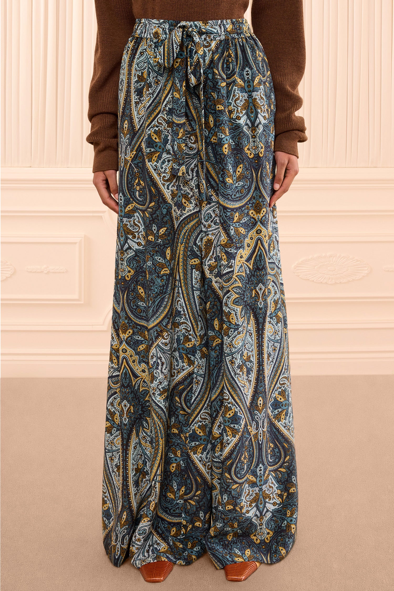 Ulla Johnson Sawyer Wide Leg Silk Pant pantalon Prussian
