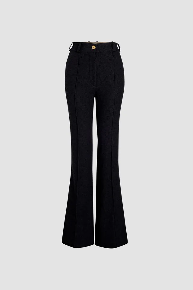 Patou TR042 pantalon flare tweed noir laine bio