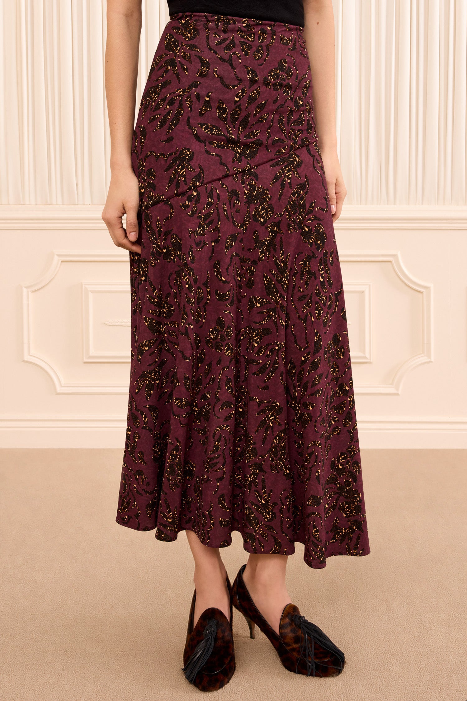 Ulla Johnson Fiona FA260809 jupe jersey Claret fleurie