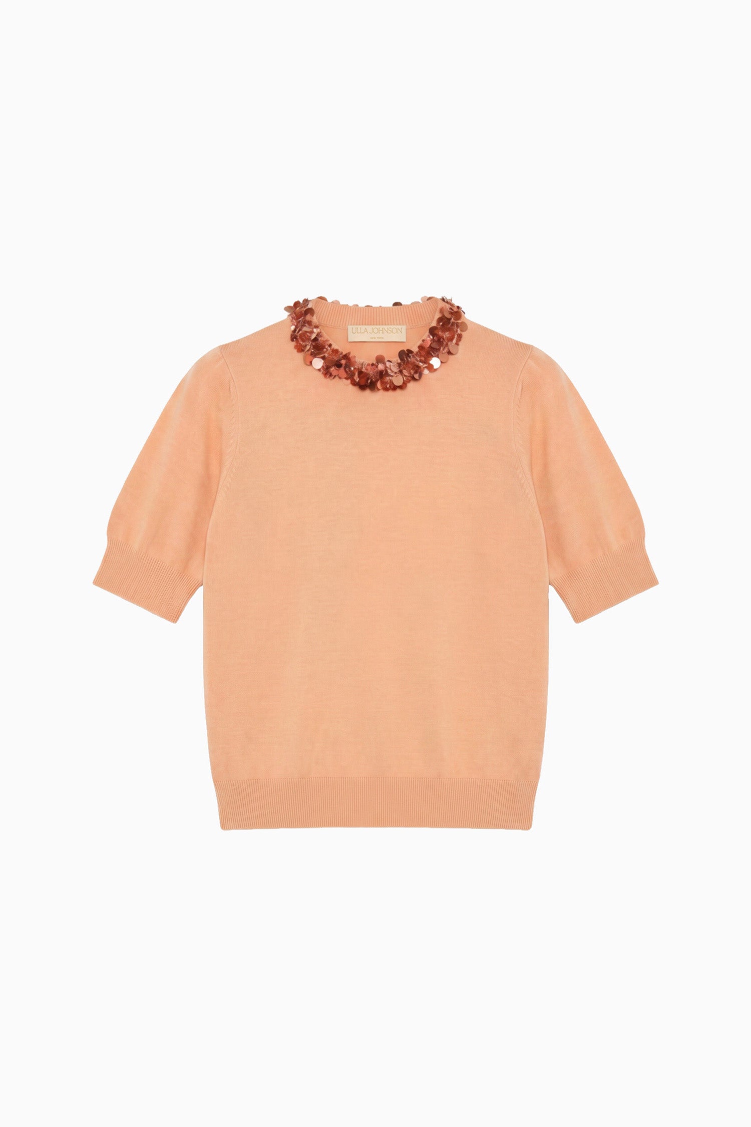 Ulla Johnson Knits Jude Top corail sequins laine