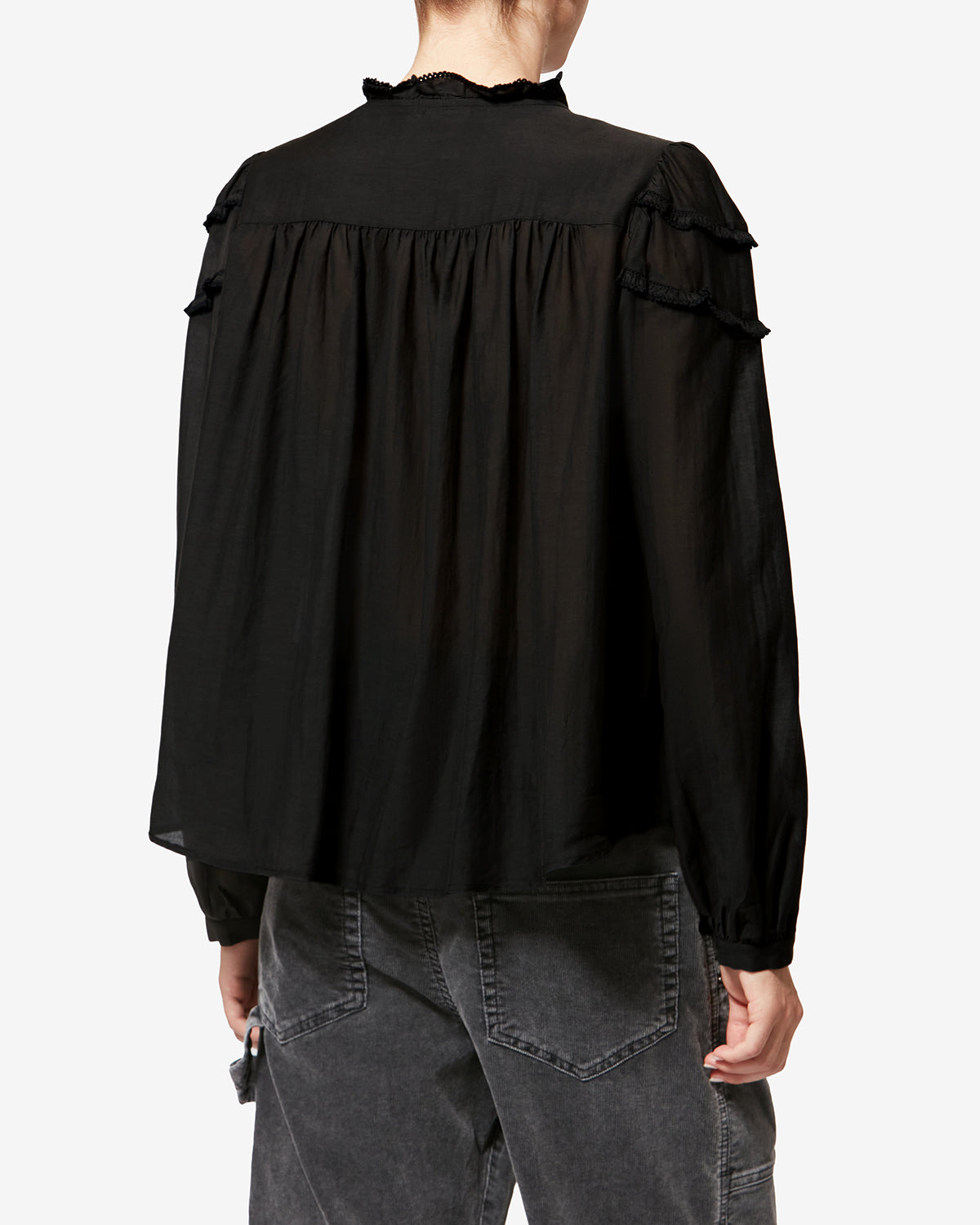 Isabel Marant Christa HT0681FB blouse noire coton froncée