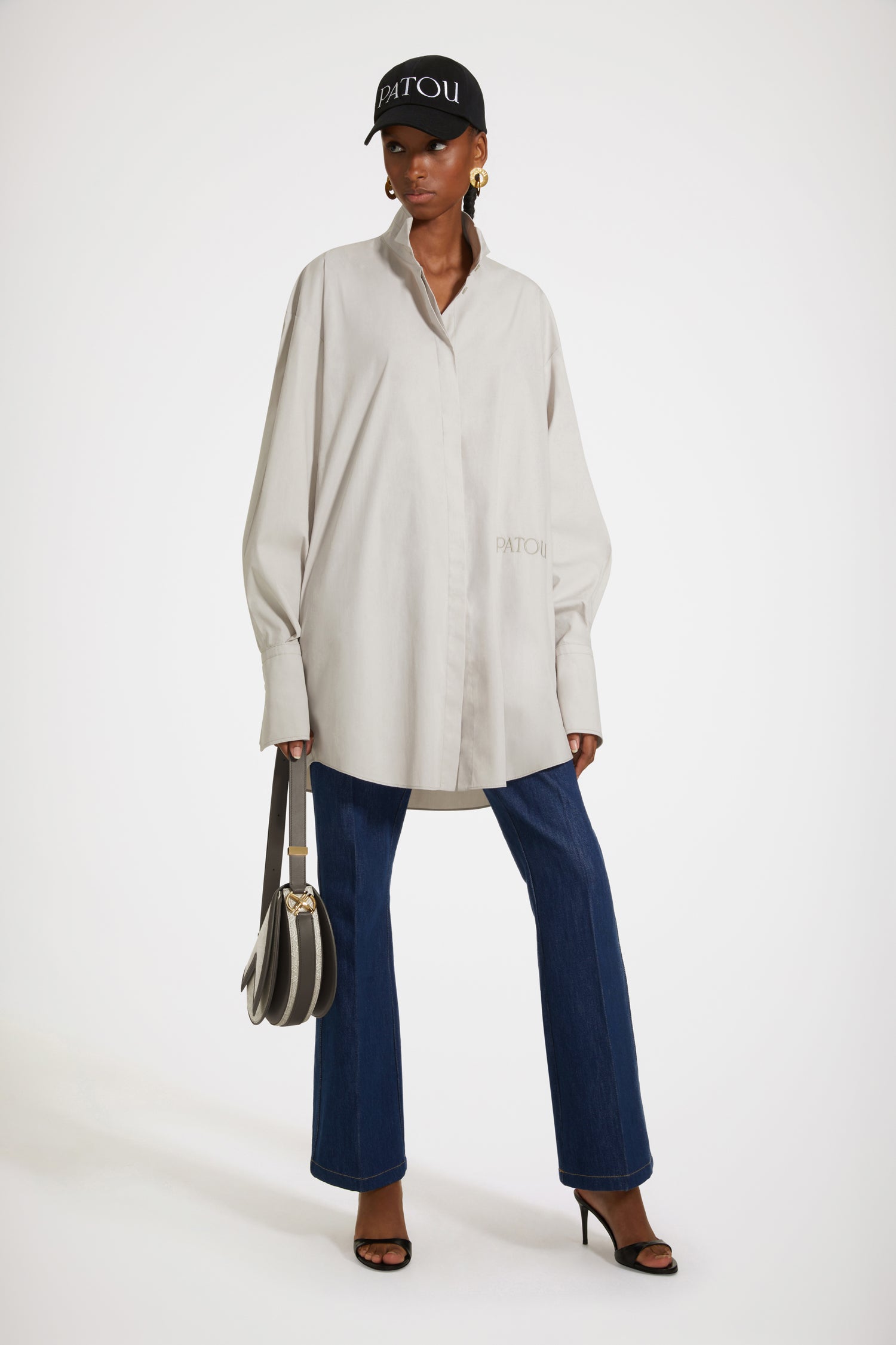 Patou robe chemise mini DR112 coton bio gris argenté 34-44