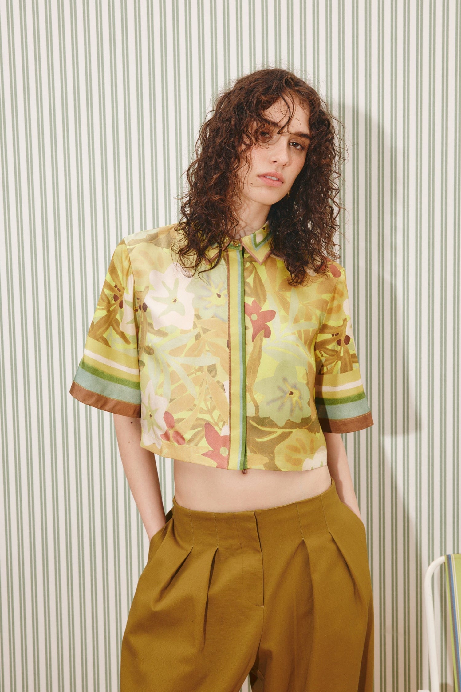 Alemaïs Maxi Cropped Shirt chemisier coton imprimé