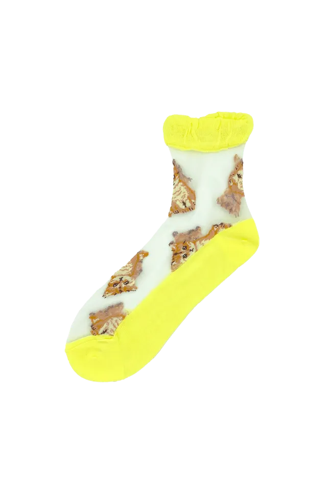 PAUL & JOE Nounette chaussettes jaunes transparentes motifs
