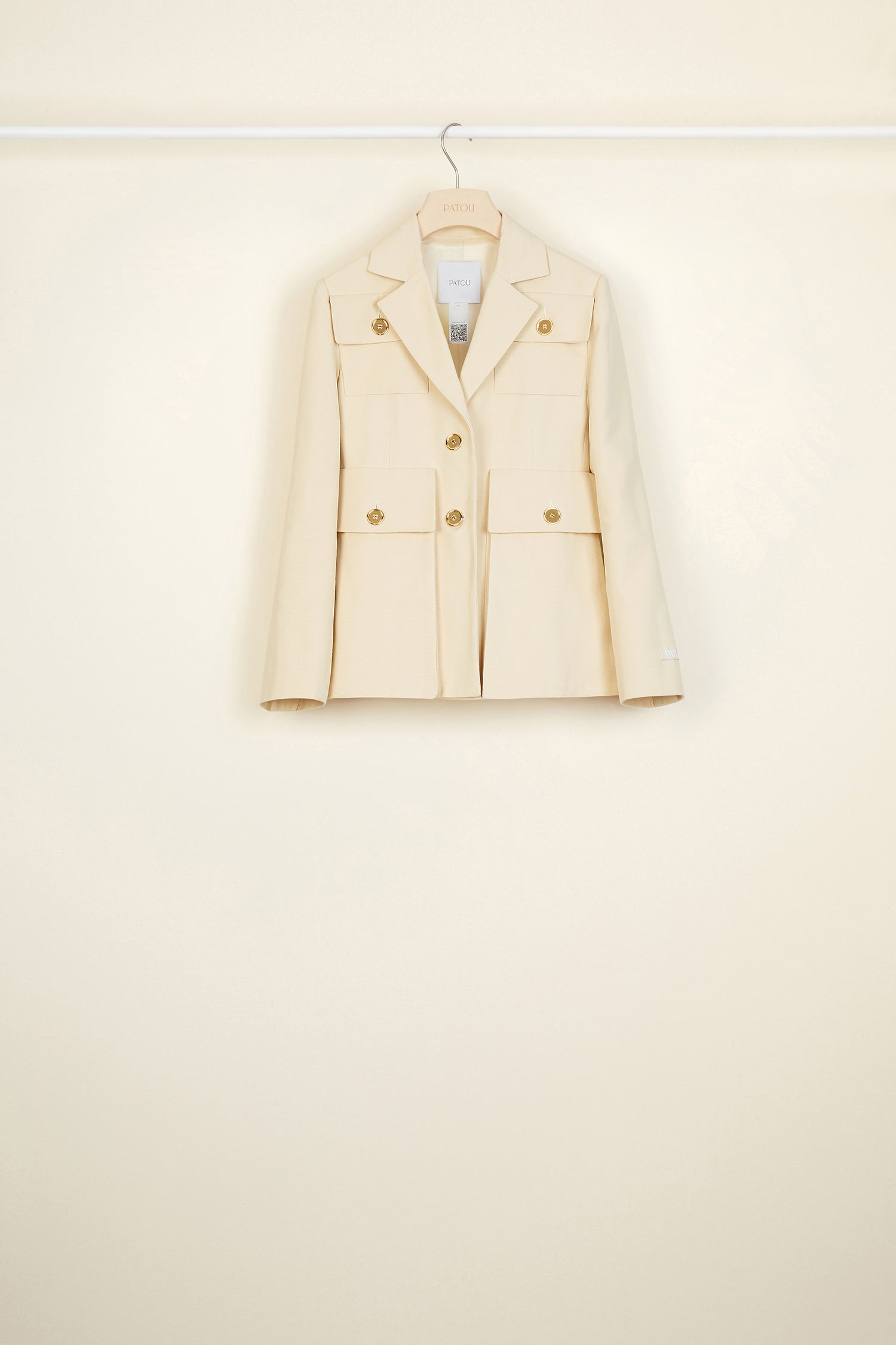Patou P20JA0050027102V veste coton safari Vanilla 38 crop