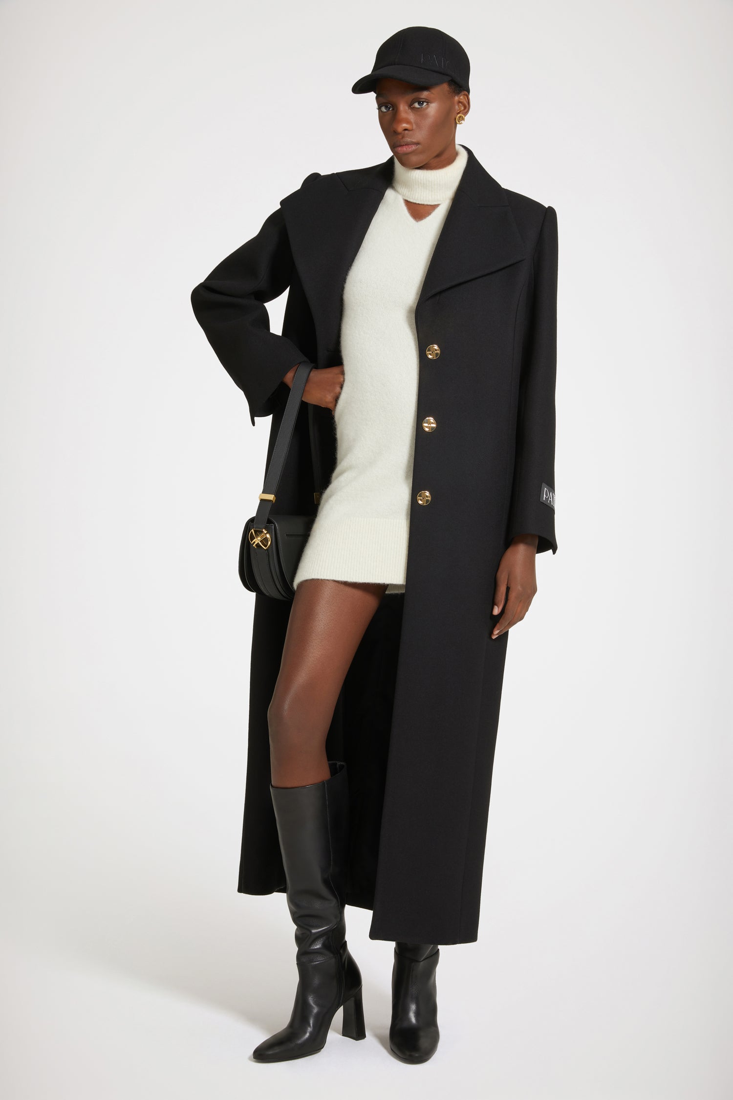 Patou Coats CO017 manteau long noir laine