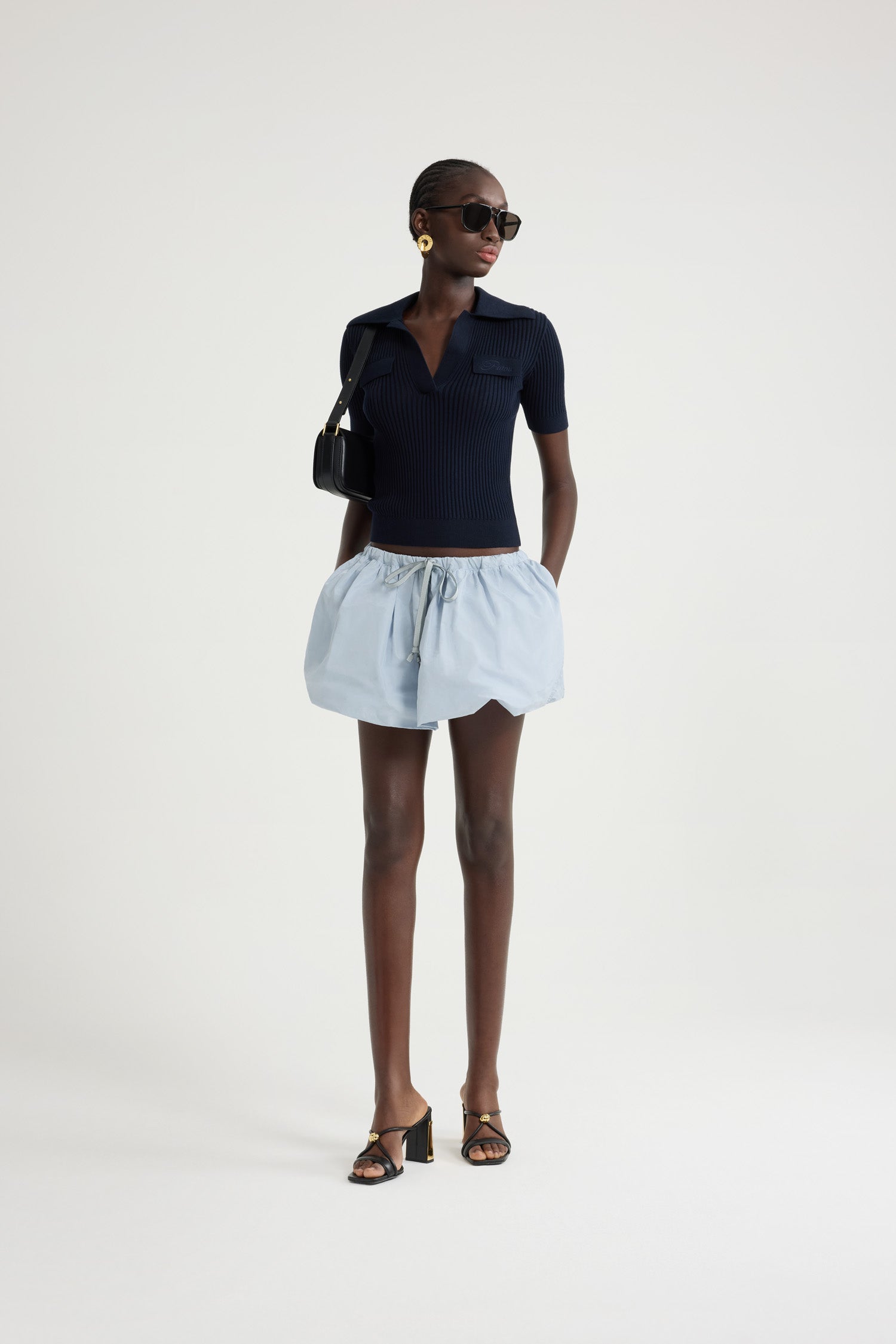 Patou Skirts SK081 mini jupe faille Bleu Perle 36